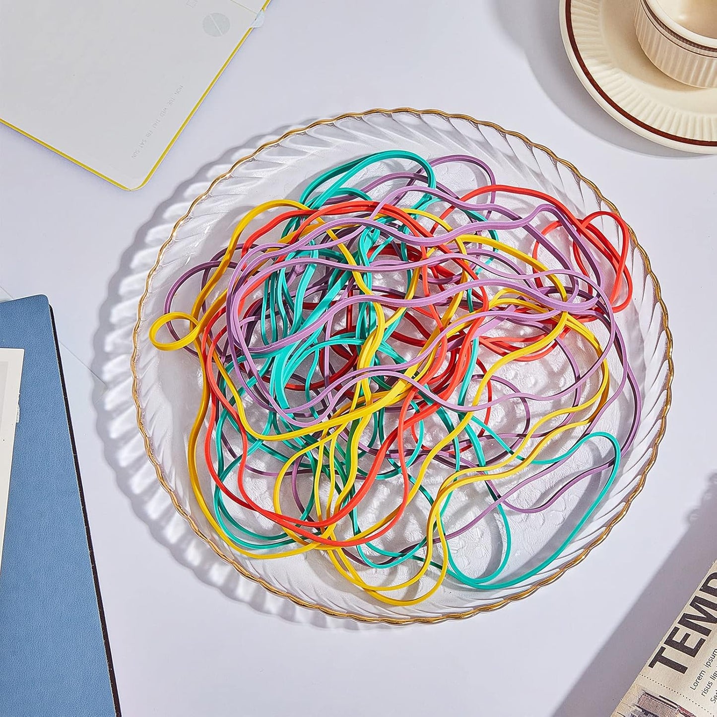 Patelai 480 Pieces Large Rubber Bands Elastic Big Thick Rubber Bands 7.2x1/8 Inches for Office Home Trash Can File Folders Box Packing Supplies(Vintage Color)