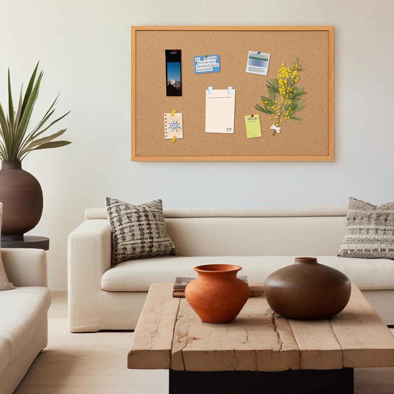 Board2by Cork Board Bulletin Board 30 x 42, Oak Framed 4x3 Corkboard, Office Board for Wall Decor, Large Wall Mounted Notice Pin Board with 15 Push Pins for School, Home & Office