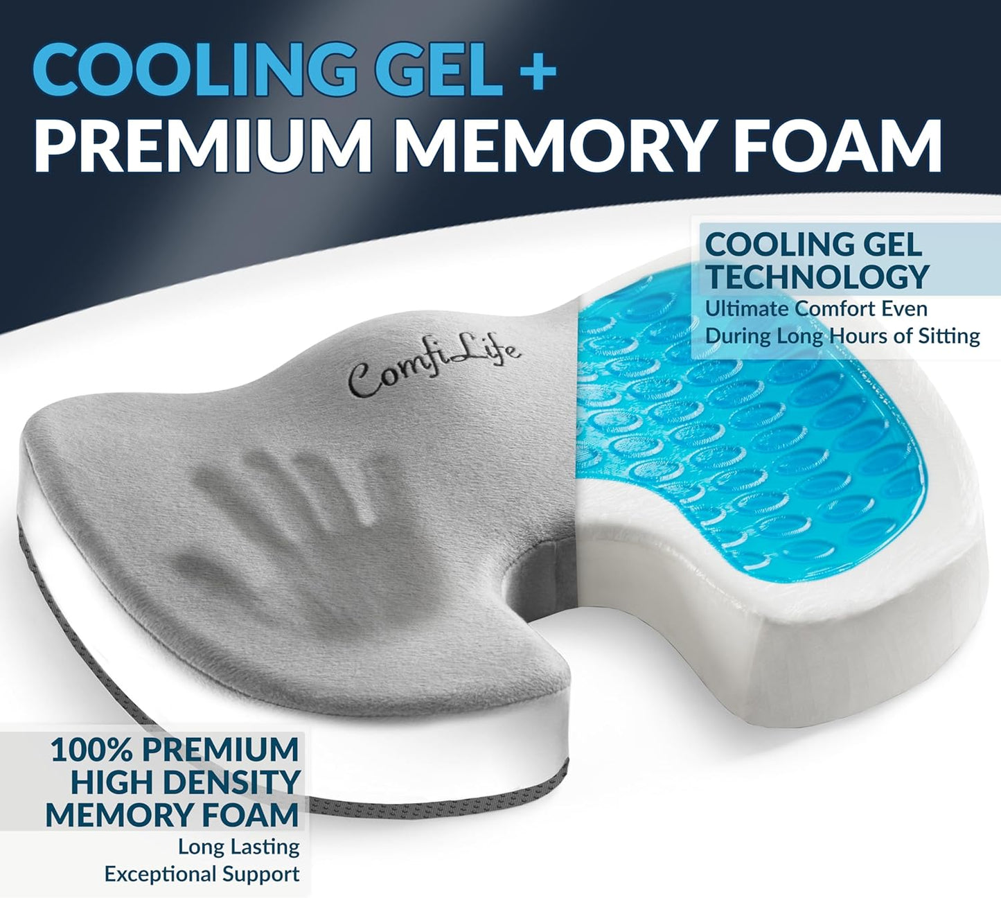 ComfiLife Gel Enhanced Seat Cushion & Lumbar Support Pillow Bundle – Ultimate Comfort and Pain Relief for Sitting