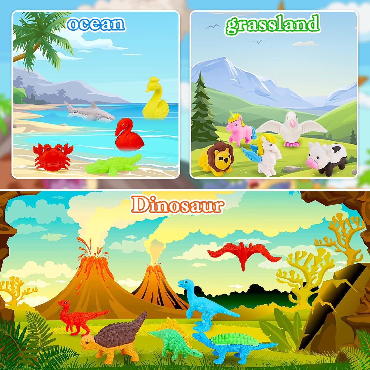 90Pcs Animal Erasers Bulk Cute Desk Pets Kids Puzzle Erasers Take Apart Cool 3D Eraser Mini Pencil Eraser Fun Party Favors for School Supplies Classroom Rewards Easter Egg Fillers Gifts