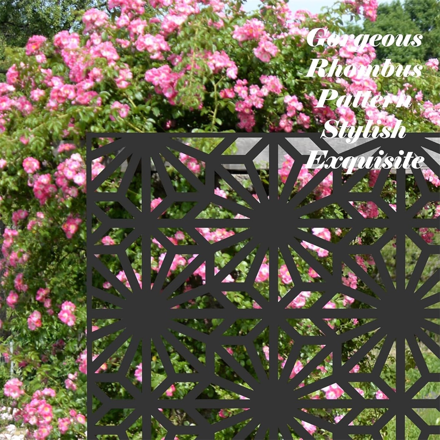 NicBex Room Divider 1 Panel Room Dividers with Flowers Pattern Design Partition Room Dividers and Metal Privacy Screens Wall Divider for Outdoor, Room Separation,48.31" W x 15.75" D x 70.75" H, Black - Lumora Desk