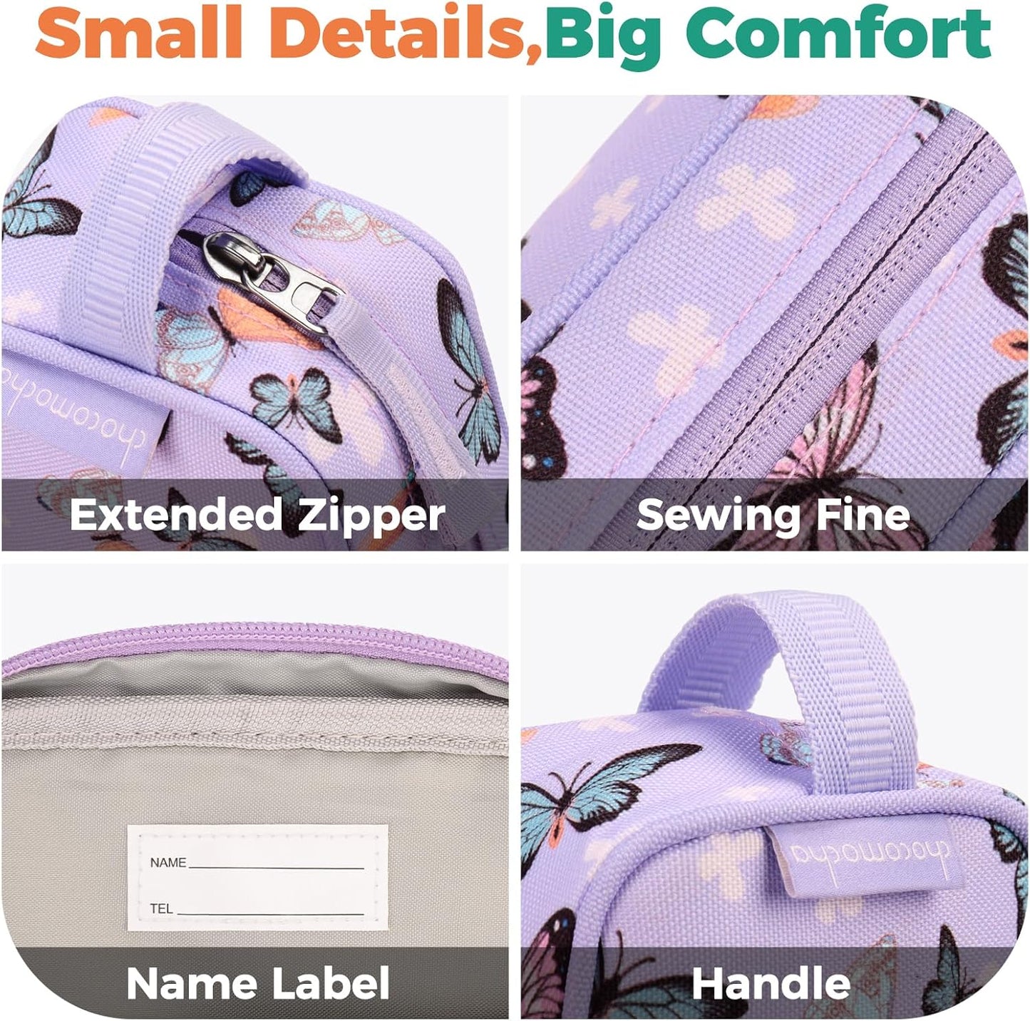 Choco Mocha Kids Pencil Case for Girls, Soft Zipper Pencil Pouch for Girls Pencil Case for School Glitter Pencil Bag for Toddler Girl, Purple