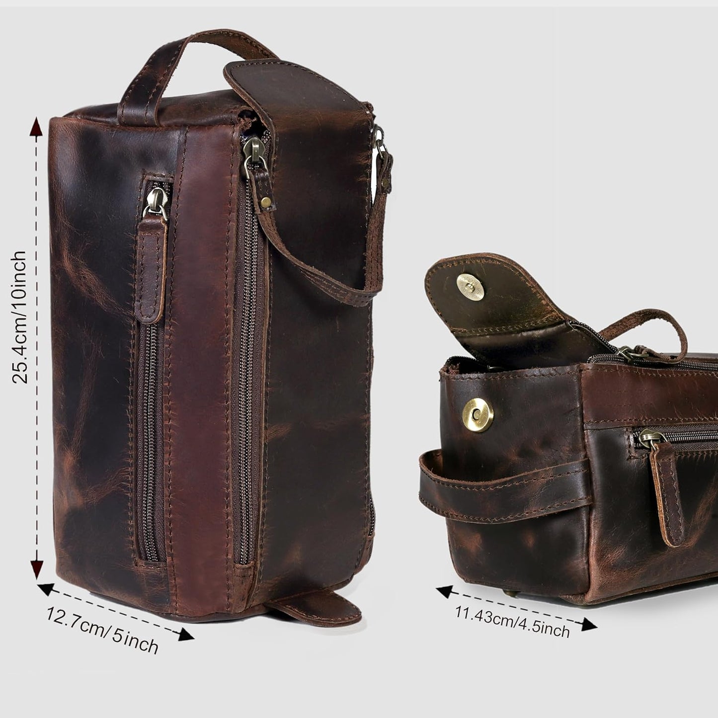 cuero Genuine Buffalo Leather Unisex Toiletry Bag Travel Leather Dopp Kit Made With High Class Buffalo Leather