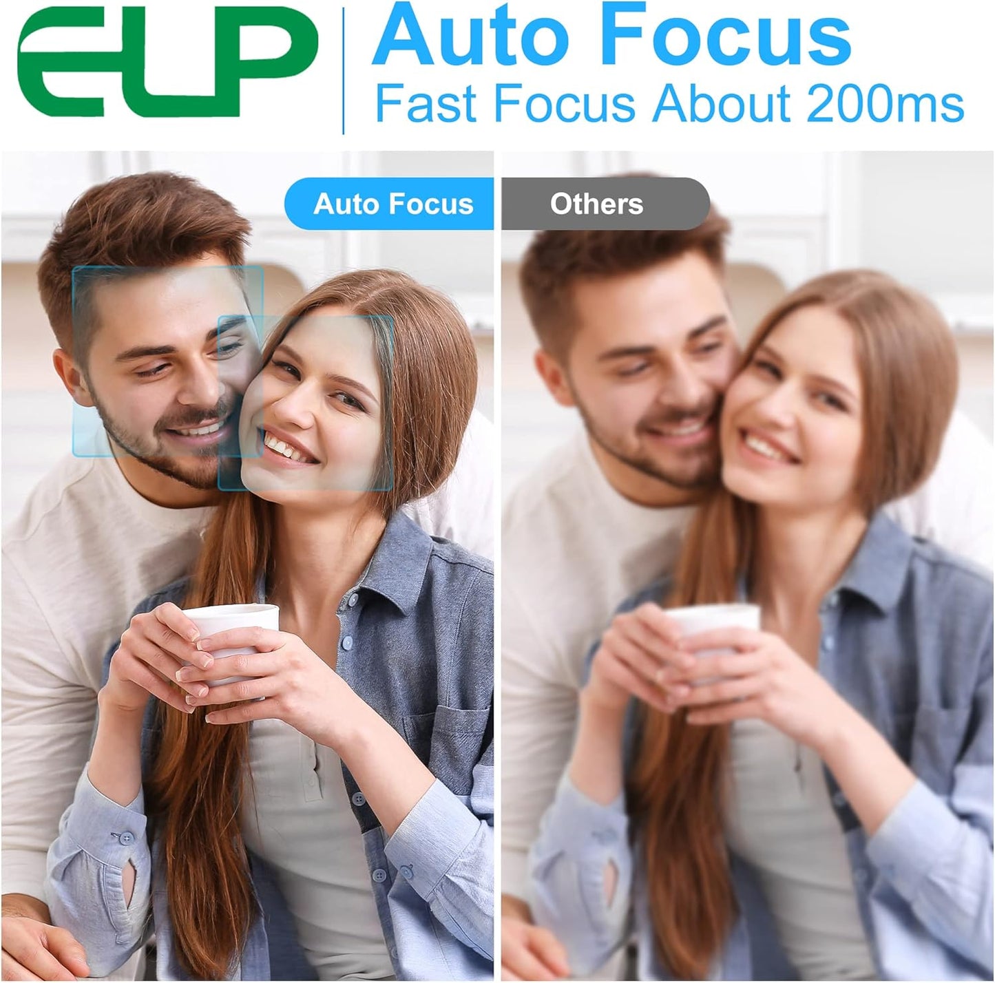 ELP 48MP Fast Autofocus USB Camera Module with 70degree No Distortion Lens for Computer Mini UVC USB2.0 Industrial Webcam Board 8000 * 6000 USB with Camera for Laptop PC Raspberry pi Jetson Nano