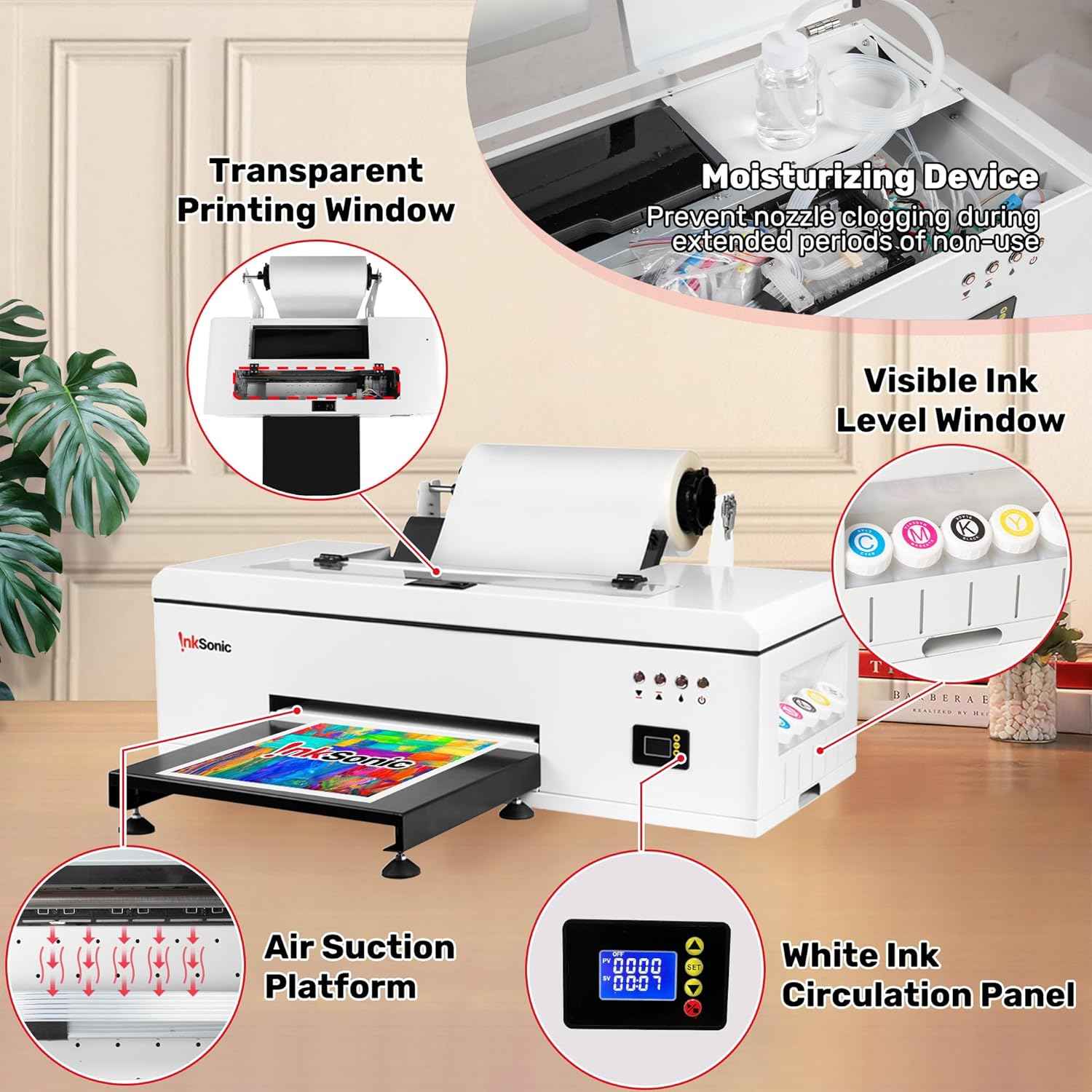InkSonic R1390 DTF Printer, A3 T-Shirt Printing Machine with Oven Bundle, 13" Width Apparel Printer, Direct to Film Heat Transfer, Commercial Custom Printing, T-Shirt Maker for Clothes Design