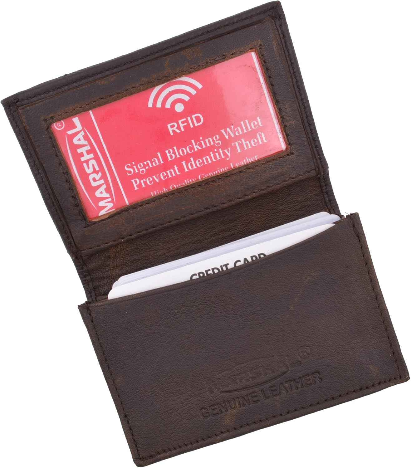 Marshal Leather RFID Business Card Holder Expandable For Men & Women