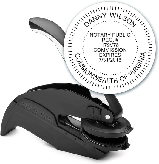 MaxMark Notary Seal Round Embosser for Virginia State - Includes Gold Burst Seal Labels (50 Count)