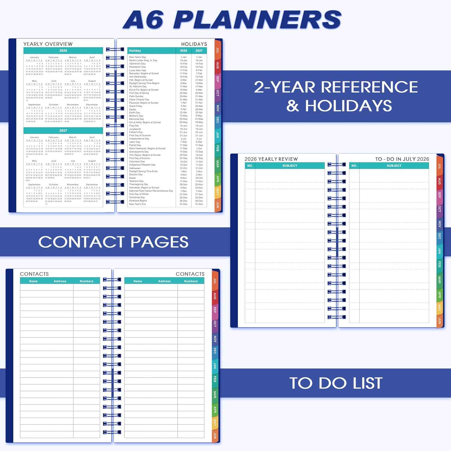 2026-2027 Pocket Calendar/Planner - 2026-2027 Weekly & Monthly Pocket Planner for Purse, Jul. 2026 - Jun. 2027, 6.8" x 4.1", Strong Twin - Wire Binding, Plastic Cover