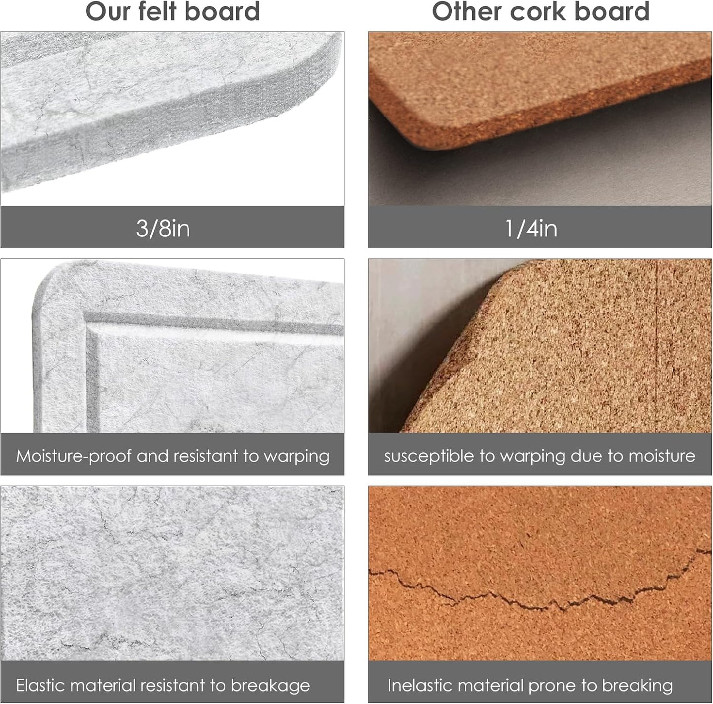 Large Bulletin Board - 48 x 36 Inches, Decorative Felt Pin Board for Wall - 4' x 3' Foldable Photo Display Board with Self-Adhesive Tape, Includes 20 Push Pins - Marble White