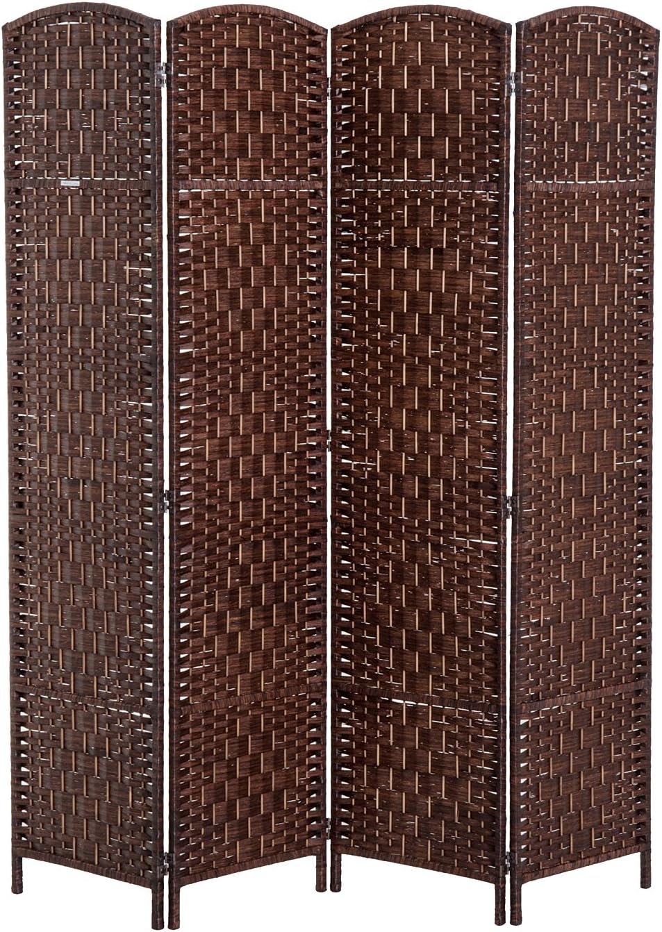 NicBex Room Divider 4 Panel Room Dividers with Woven Rattan Design Partition Room Dividers and Folding Privacy Screens 6 FT Wall Divider for Office, Room Separation,70.75"W x 0.75"D x 70.75"H, Brown - Lumora Desk