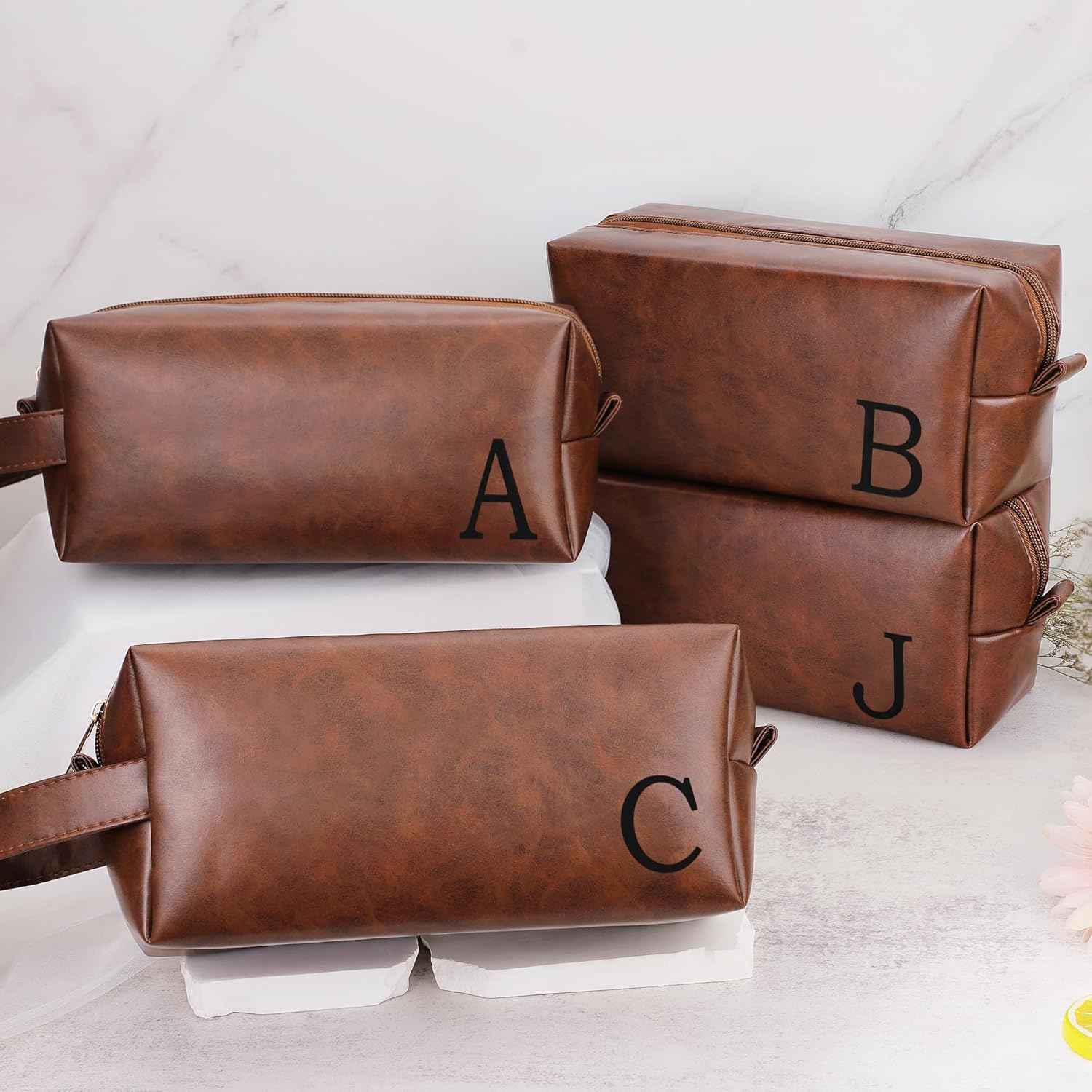 Mitchell Anniversary Birthday Christmas Valentines Fathers Day Ideas Gifts for Husband Dad Grandpa Brother Son from Wife Daughter, Leather Travel Toiletry Bag Gifts for Men