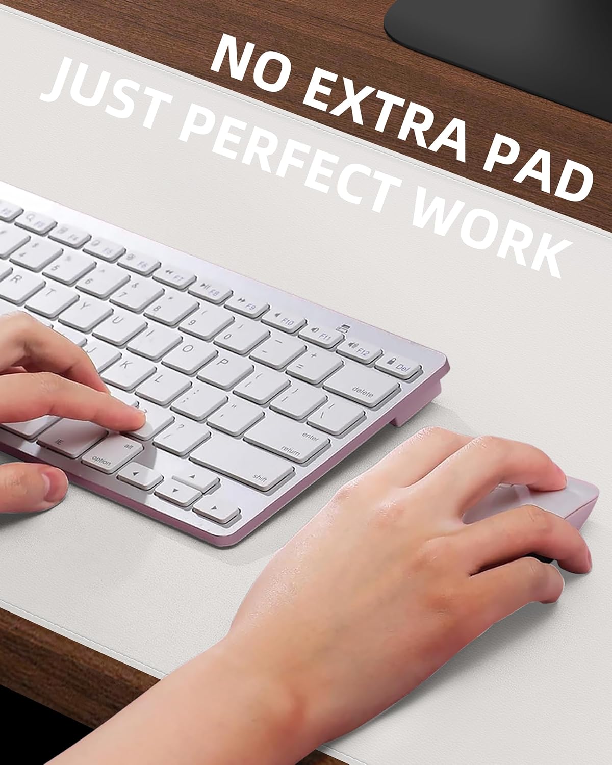 Extra Large Desk Pad Mat - Waterproof Mouse Pad & Desk Protector, Non-Slip XXL PU Leather Gaming Mat for Keyboard/Mouse, Stitched Edge with Ergonomic Support, 55"x17" (White)