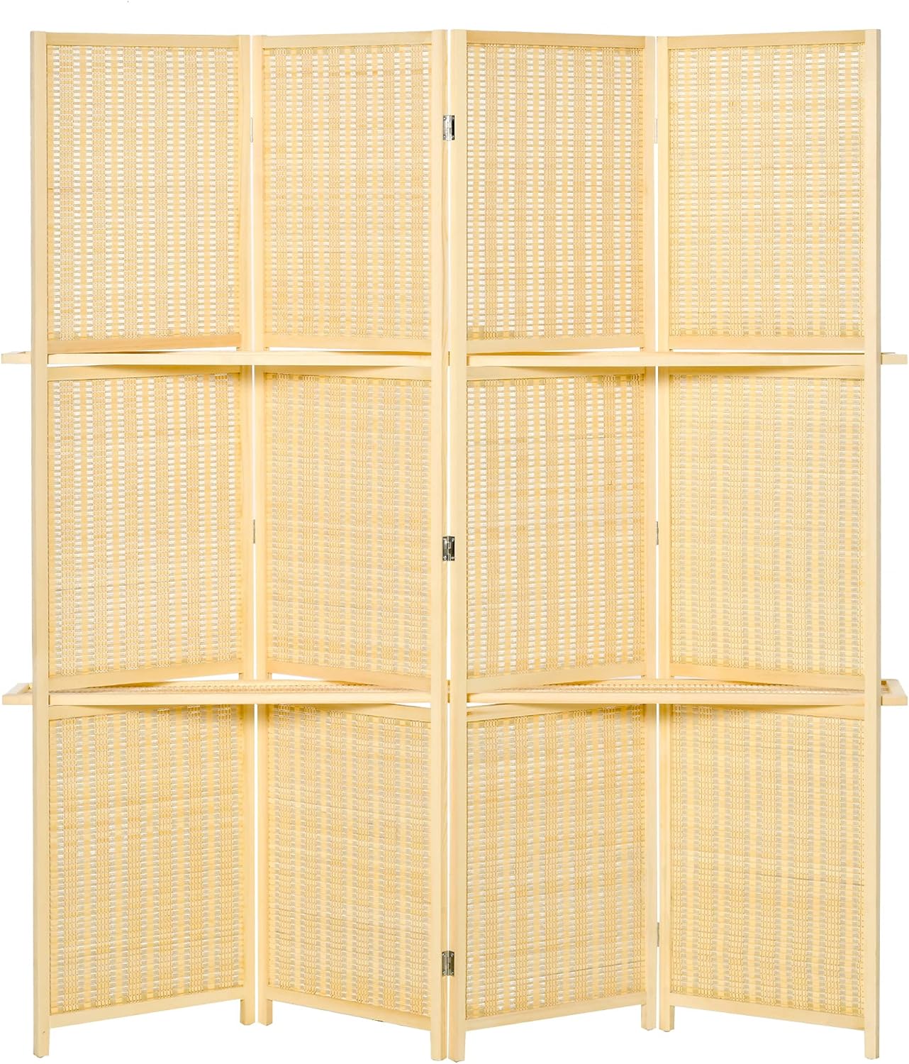 NicBex Room Divider 4 Panel Room Dividers with Storage Shelves Partition Room Dividers and Folding Privacy Screens 6 FT Wall Divider for Office, Room Separation,70.75" W x 0.75" D x 70.75" H, Natural - Lumora Desk