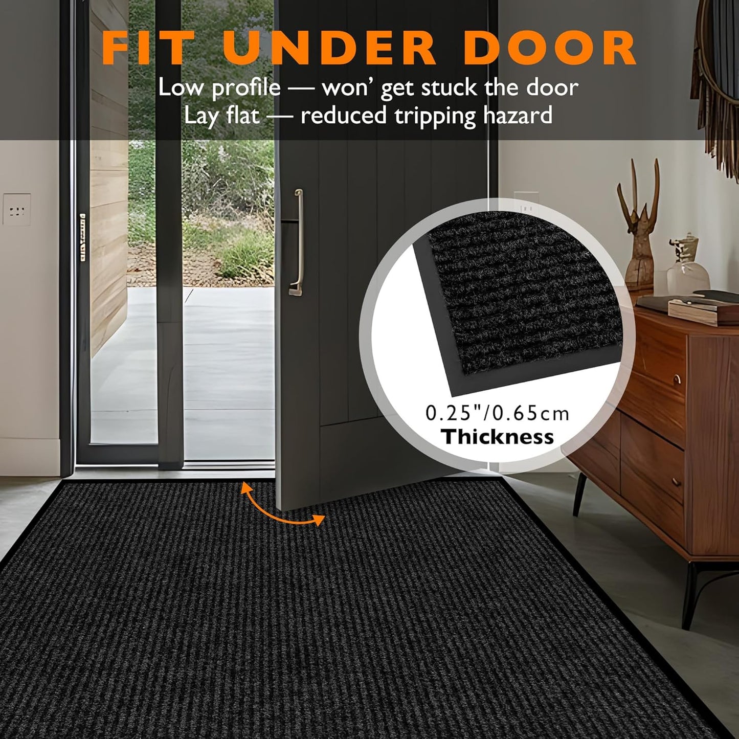 Custom Size Extra Large Front Door Mat, 3FT x 4FT Indoor Outdoor Entrance Commercial Floor Mat, Heavy Duty Dirt Trapper Doormat for Entryway Welcome Mat, Low Profile, Non-Slip, Waterproof