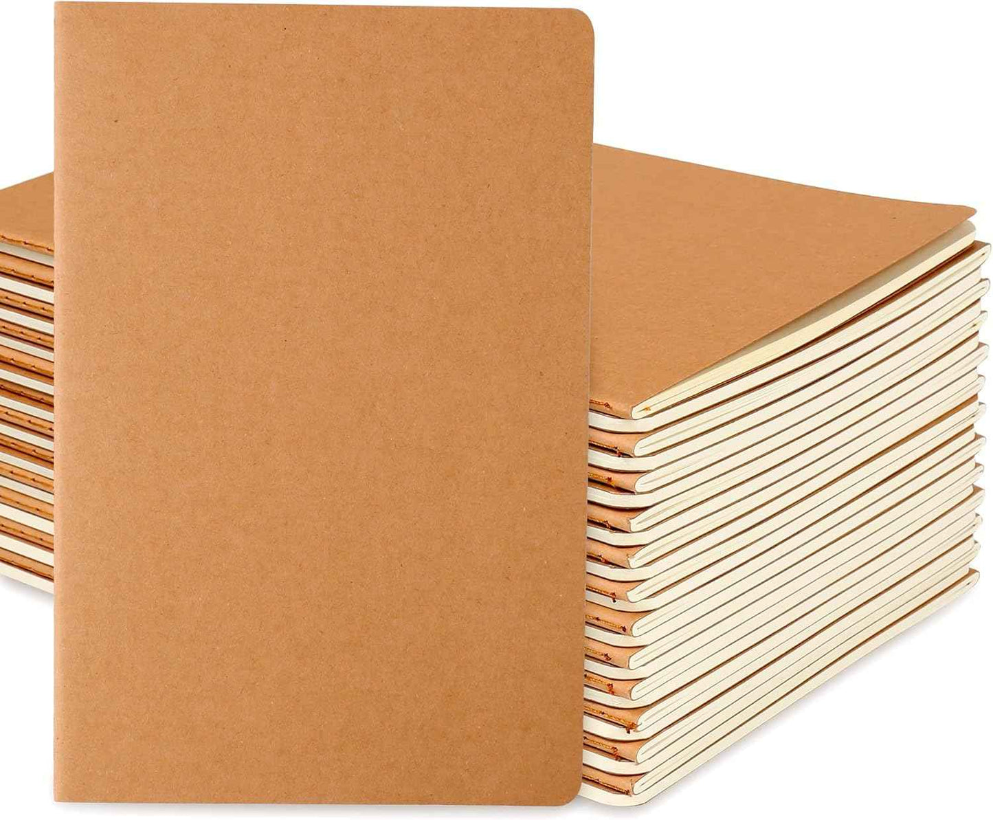 24 Pack College Ruled Notebook & Journal Bulk, Kraft Cover, Line Thick Paper, A5 Size, 5.5x8.3 inch, 60 Pages, Small Subject Note Pad Planner Set for Women Men Kids Traveler Student Office