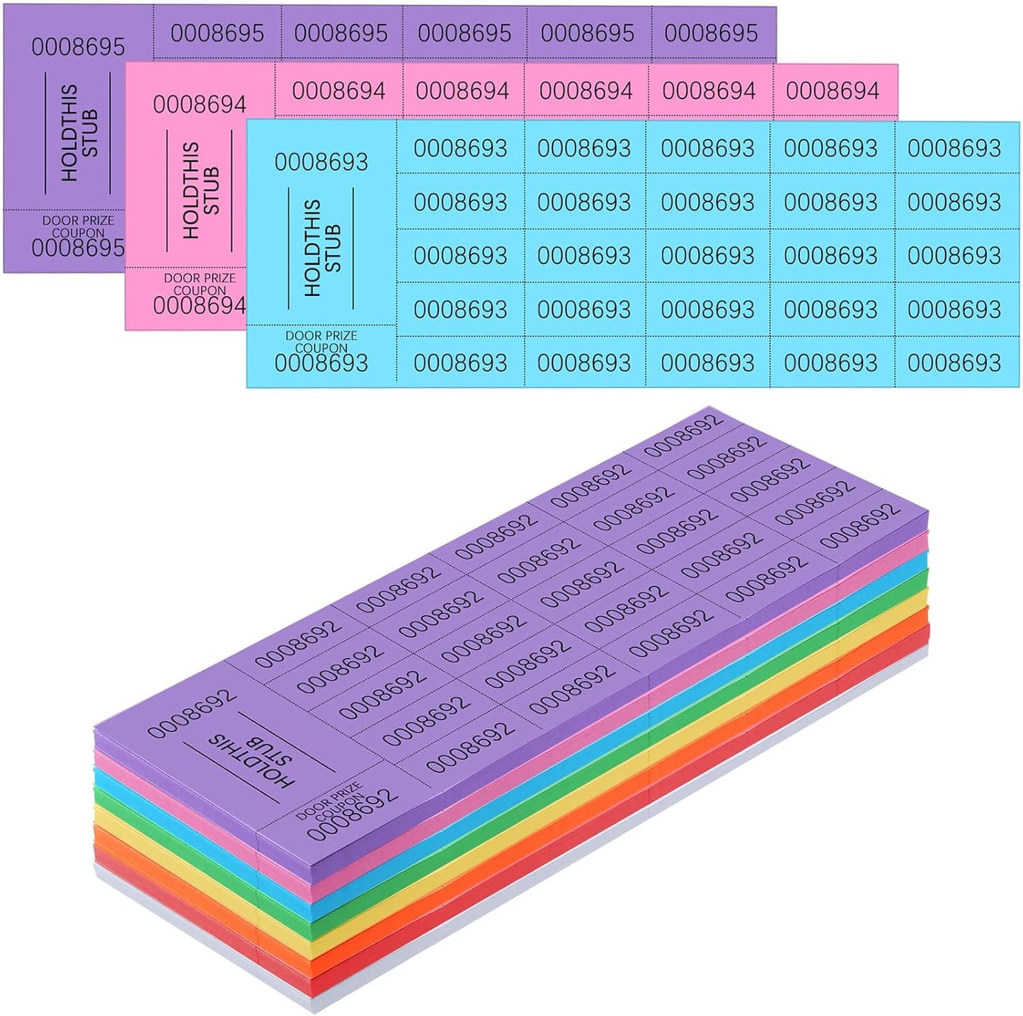 Kosiz 504 Sheets 25 Bid Raffle Ticket with Different Numbers Per Sheet Chinese Auction Tickets for Events Church Basket Auction Silent (Mixed Color)