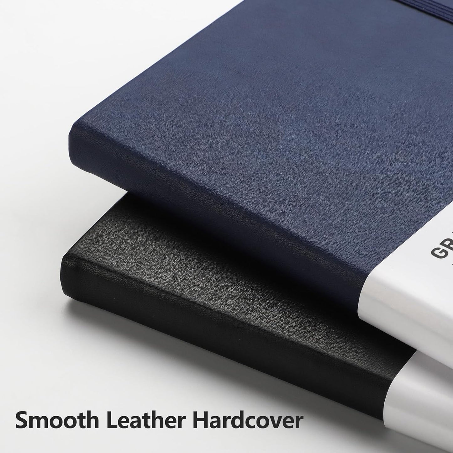 RETTACY Graph Grid Paper Notebook, 2-Pack, 192 Pages per Pack, A5 Medium Size (5.7'' x 8.3''), Leather Hardcover, 100 GSM Thick Paper, for School, Students, Math, Engineering (Black & Navy Blue)