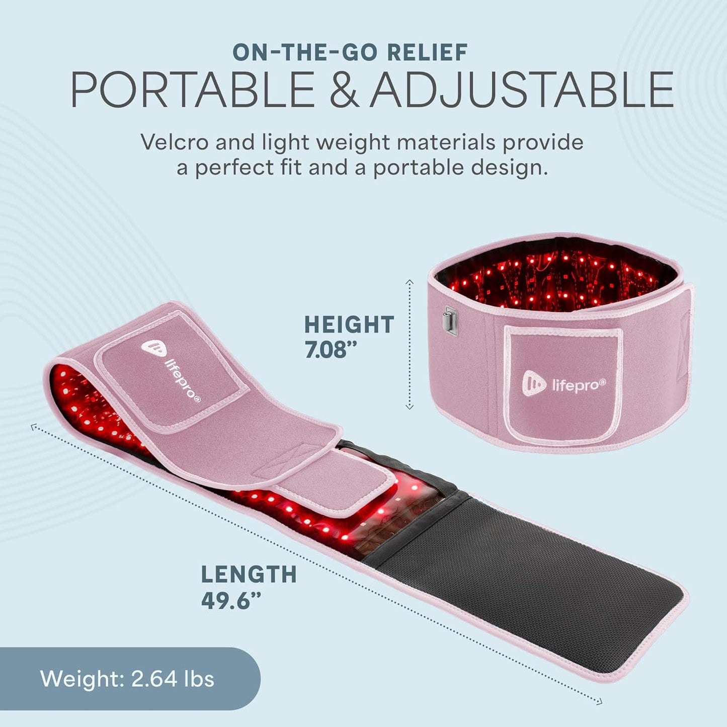 LifePro Red Light Therapy Belt – Infrared Red Light Therapy for Body, Back and Shoulder with Triple Chip LEDs, Allevared Belt with 660nm & 850nm Wavelengths – for Daily Comfort & Wellness Support