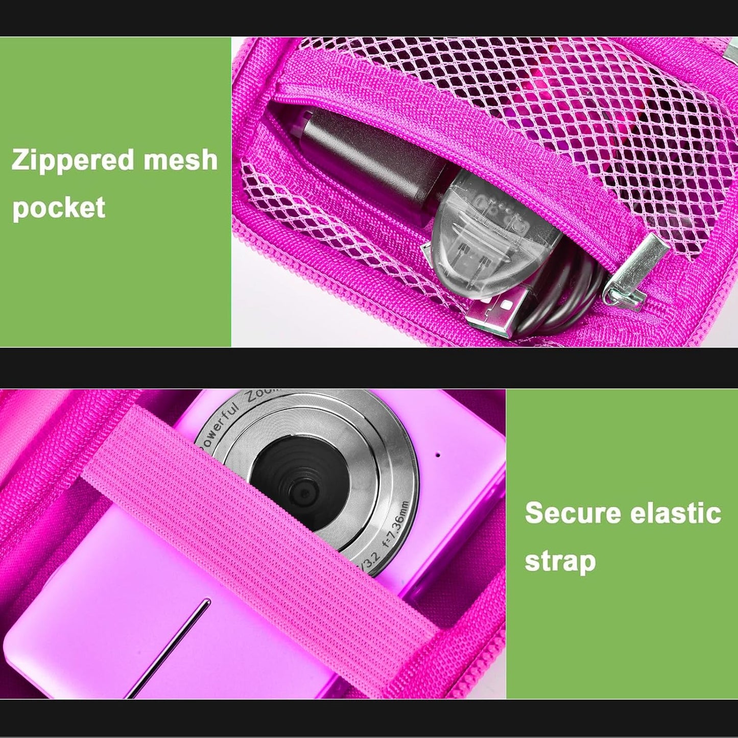 Digital Camera Case Compatible with VAHOIALD FHD 1080P/ for CAMKORY Digital Point and Shoot/for KODAK PIXPRO FZ45-BK 16MP Vlogging/for IWEUKJLO/for Nsoela, Holder for SD Card More- (Box Only)