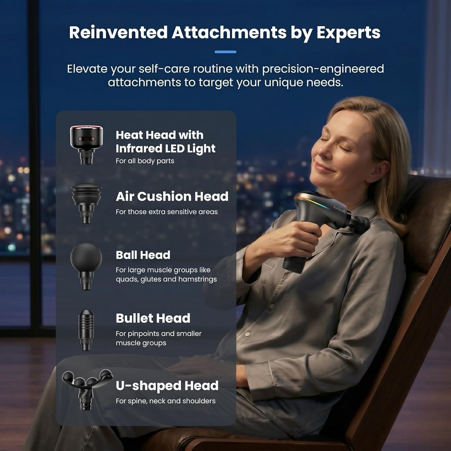 BOB AND BRAD A2 Ultra Deep Tissue Massage Gun with Red Light & Infrared Heat, FSA-HSA Eligible, Pro Percussion Muscle Massager for Athletes, Back, Leg & Full Body Pain Relief with Smart Force Sensor