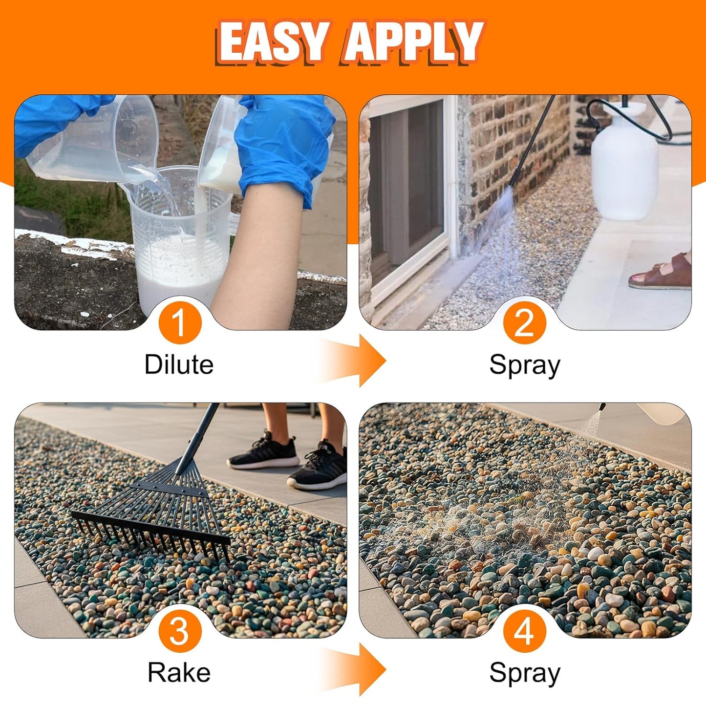 Mulch Binder, Rock Glue for Landscaping, Pea Gravel Binder 2 Gallon Max Cover, Strong Mulch Anchor, Rock Lock Landscape Adhesive for Slopes, Flower Beds, Fast Dry & Safe for Plants Pets