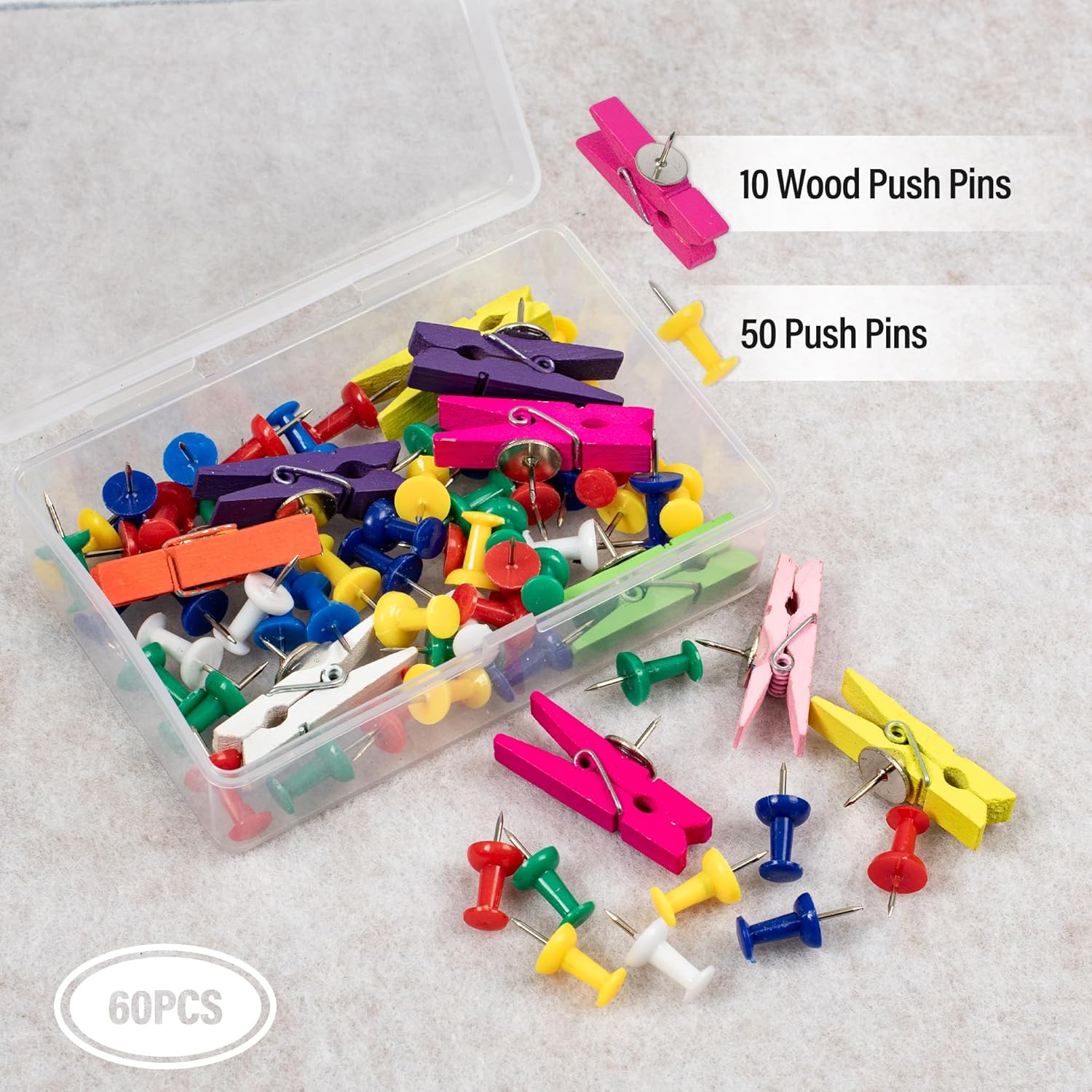 AKTOP Cork Bulletin Board 12x12, 1/2" Thick Felt Cork Board Tiles 6 Pack, Small Square Pin Board for Wall, Self Adhesive Corkboards with 60 Push Pin Wood Clips for School, Home & Office, Latte - Lumora Desk