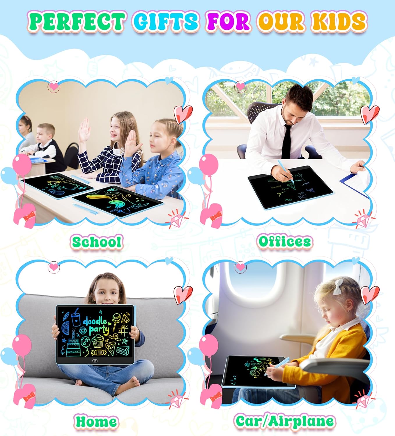 LCD Writing Tablet, 16 Inch Colorful Doodle Board Drawing Tablets for Kids, Toddler Educational Learning Toys for 3 4 5 6 7 8 Year Old Boys Girls Birthday Christmas Gift