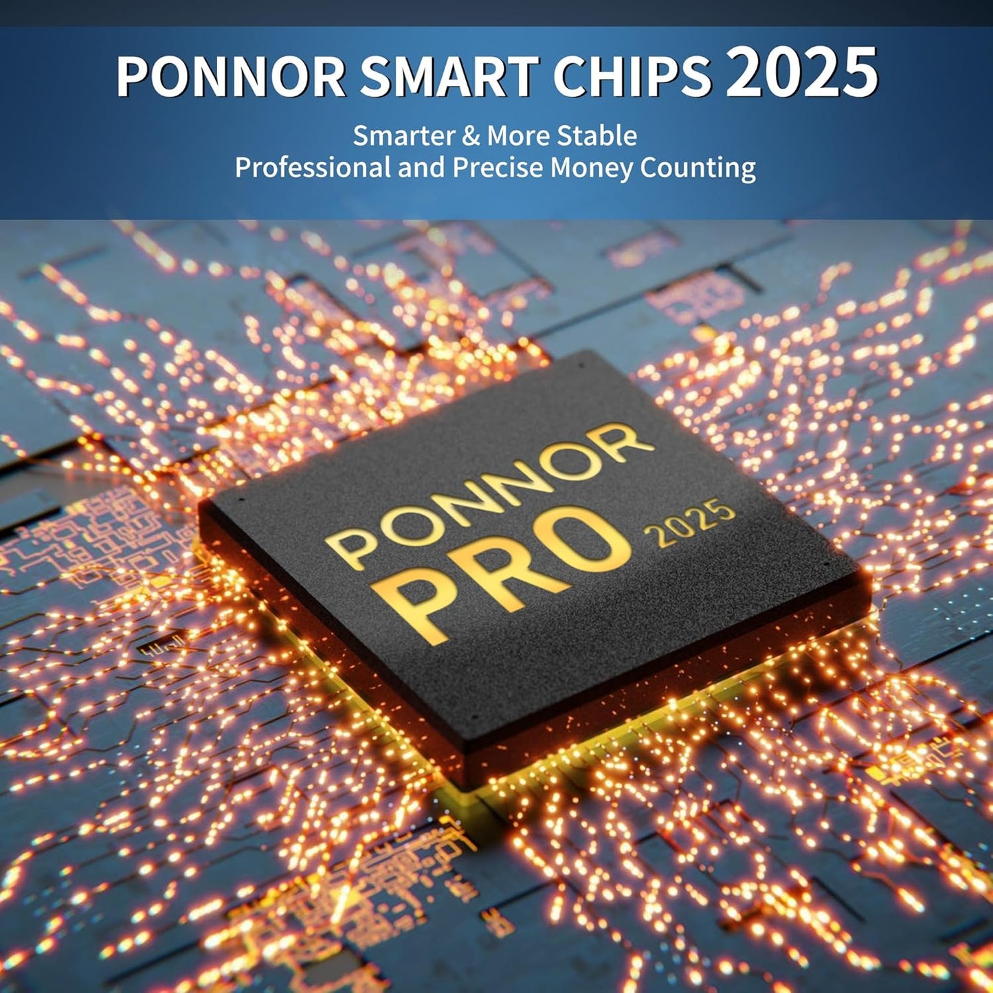 PONNOR Money Counter Machine with Value Count, UV/MG/IR/MT/DD Counterfeit Bill Detection, Dollar Euro Cash Counter with Count/Add/Batch/Auto Modes, External LCD Display