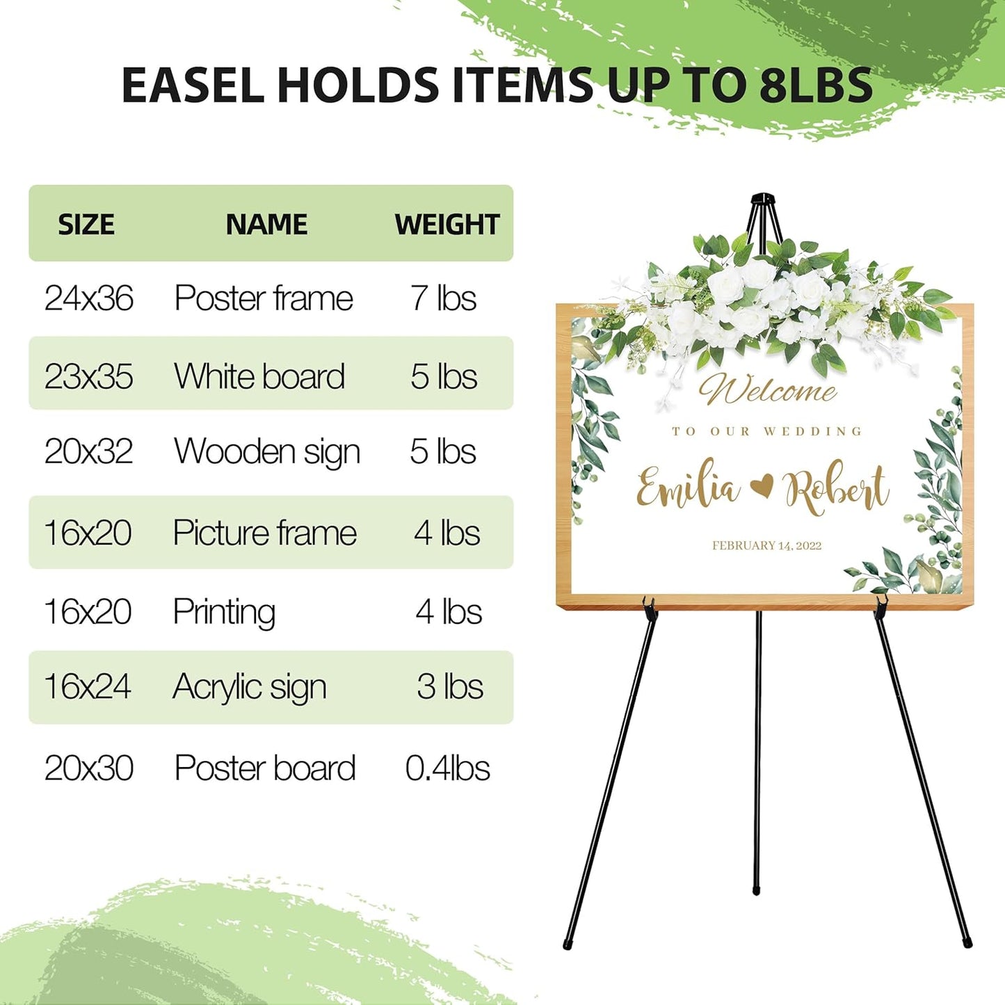 63" Display Easel Stand - 6Packs Art Easels for Wedding Sign Poster Stand Folding Floor Adjustable Metal Black Easel Instant Tripod Easel for Painting Wedding Welcome Sign Stand