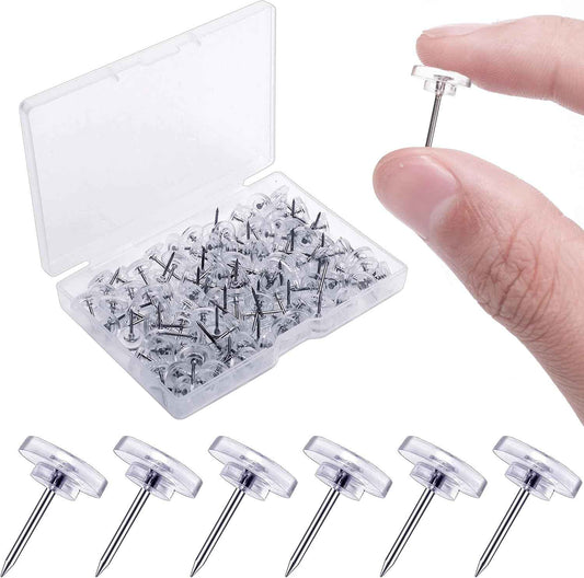 Clear Thumb Tacks for Wall Hangings Plastic Clear Push Pins 150 Count for Cork Board Flat Head Thumb Tacks for Bulletin Board Posters Photos Postcards Maps Office Home Decorative(150), XBH