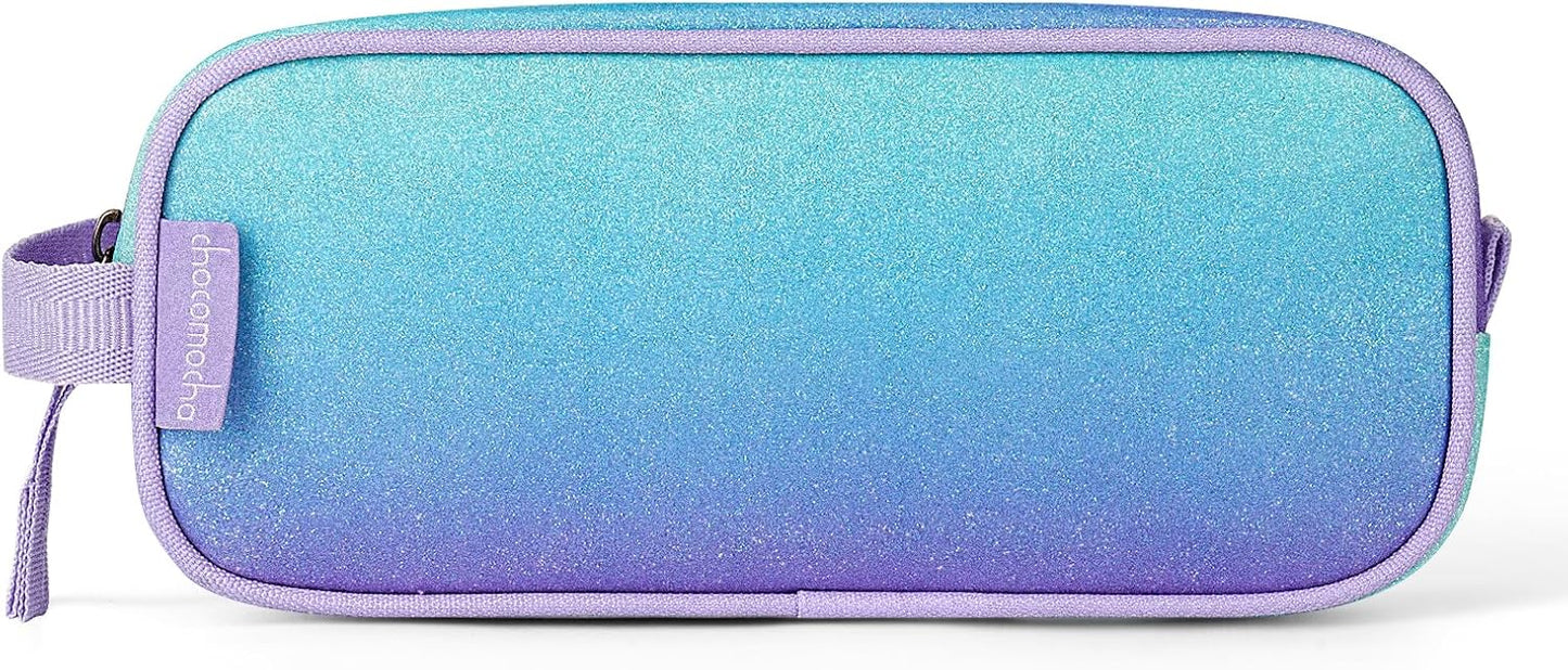 Choco Mocha Kids Pencil Case for Girls, Soft Zipper Pencil Pouch for Girls Pencil Case for School Glitter Pencil Bag for Toddler Girl, Purple