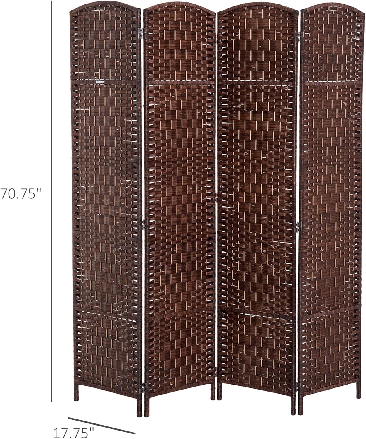 NicBex Room Divider 4 Panel Room Dividers with Woven Rattan Design Partition Room Dividers and Folding Privacy Screens 6 FT Wall Divider for Office, Room Separation,70.75"W x 0.75"D x 70.75"H, Brown - Lumora Desk