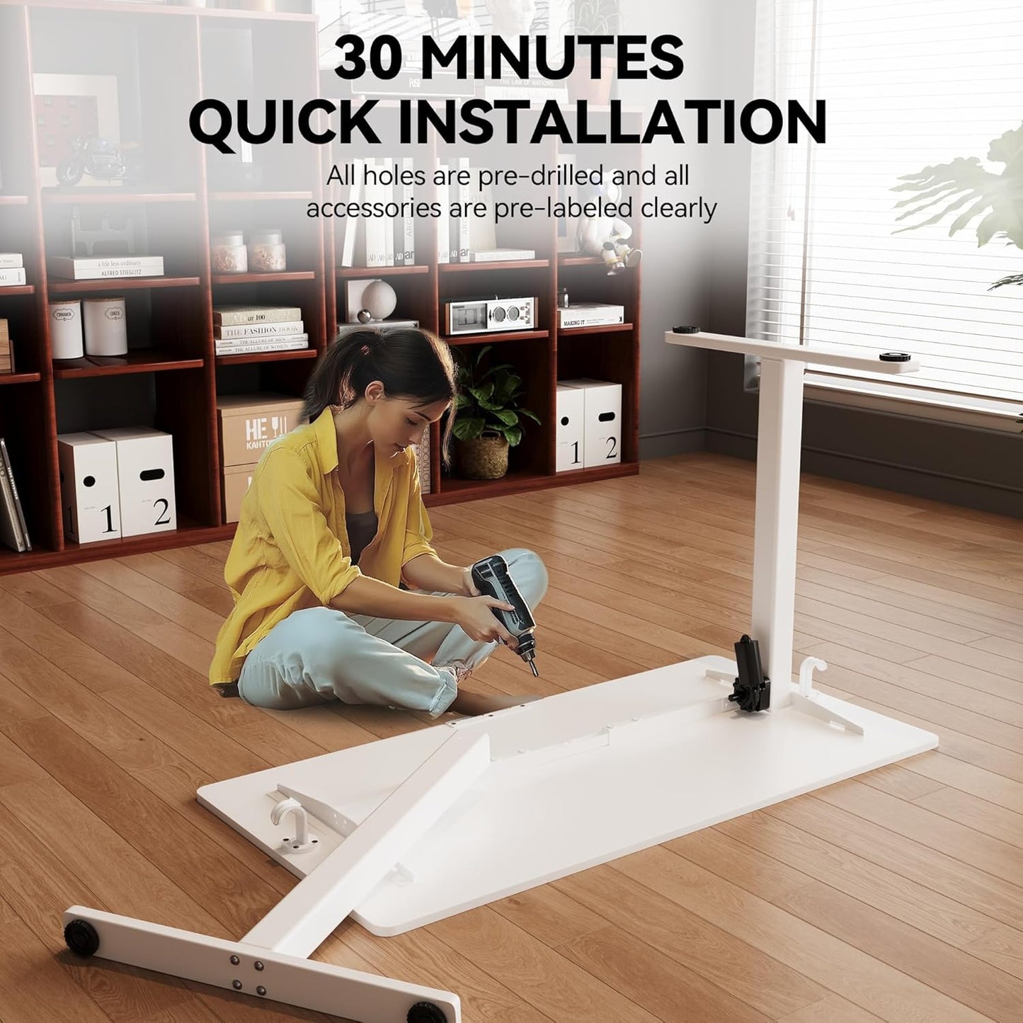 Electric Standing Desk,40x24 Inches Adjustable Height Stand up Desk, Sit Stand Home Office Desk with Splice Board, 3 Preset Heights,Equipped with Hooks,Ergonomic Computer Desk Workstation，White