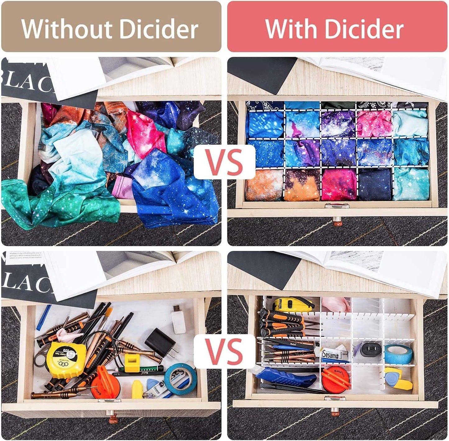 40Pcs Drawer Dividers, Adjustable Drawer Organizer for Socks, Underwear, Makeup, Can Help Tidy Kitchen, Bedroom, Dresser Green