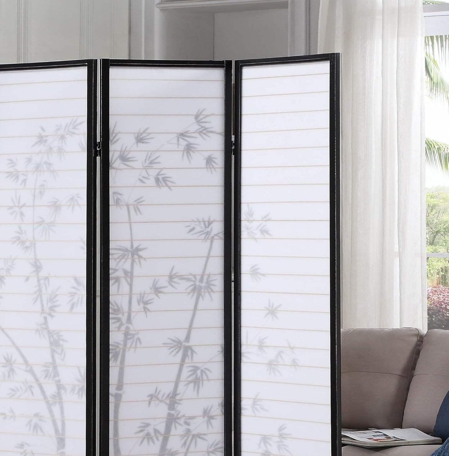 NicBex Room Divider 4 Panel Room Dividers with Oriental Style Partition Room Dividers and Folding Privacy Screens Wall Divider for Home, Office, Room Separation,72" W x 1" D x 71" H, Black - Lumora Desk