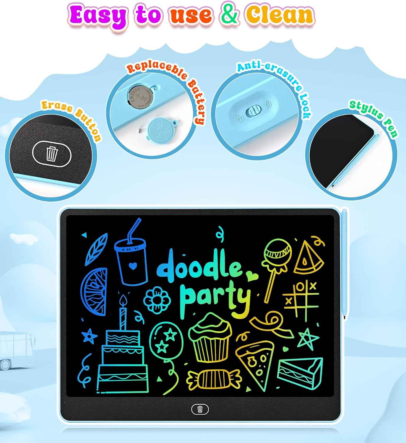 LCD Writing Tablet, 16 Inch Colorful Doodle Board Drawing Tablets for Kids, Toddler Educational Learning Toys for 3 4 5 6 7 8 Year Old Boys Girls Birthday Christmas Gift