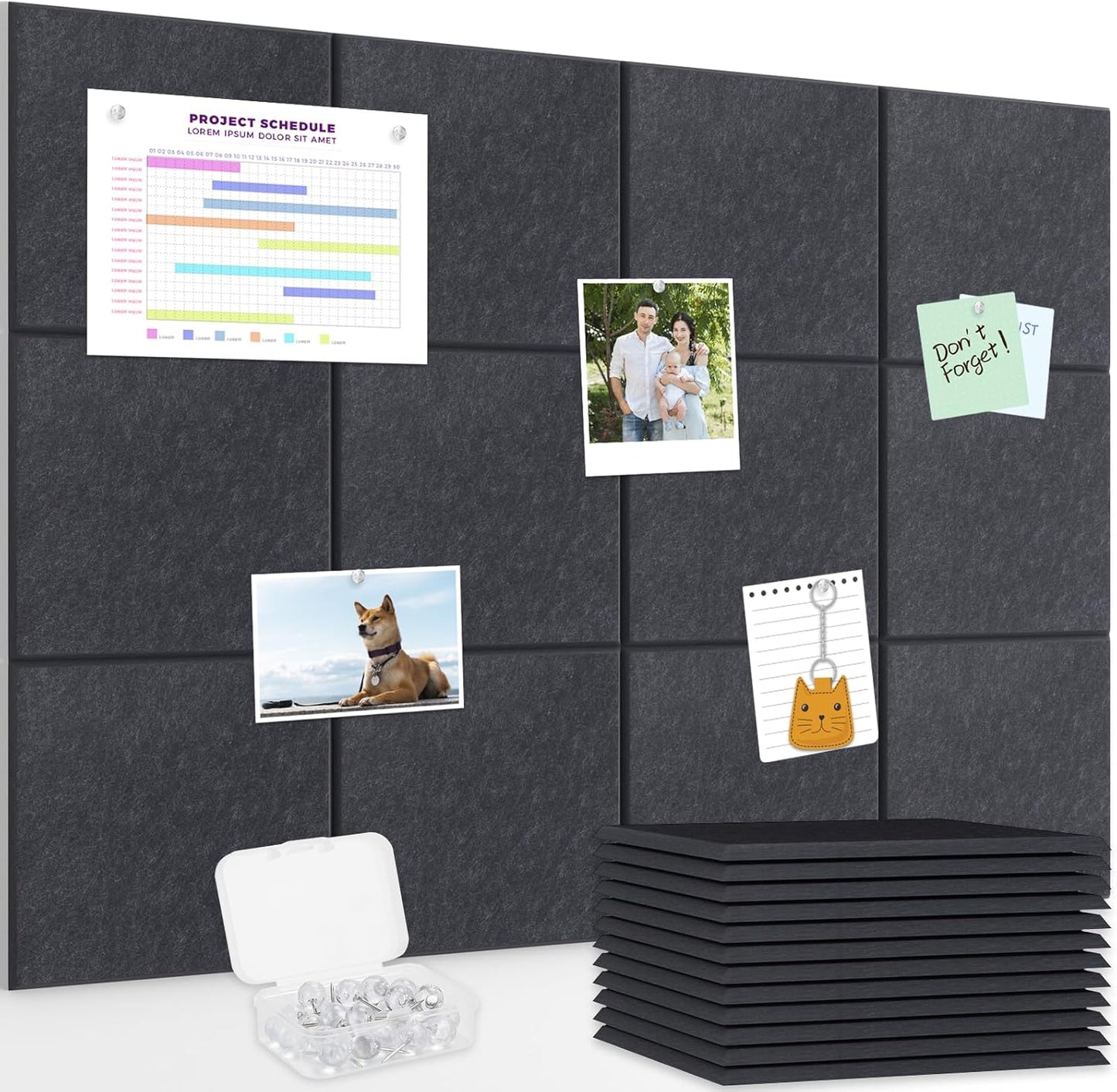 Smarpau Bulletin Board Large Cork Board for Walls 48"x36", 12 Pack Pin Board Felt Board with 35 Pushpins 50 Removable Security Stickers, Cork Boards for Office Home School Decor (Deel Grey) - Lumora Desk