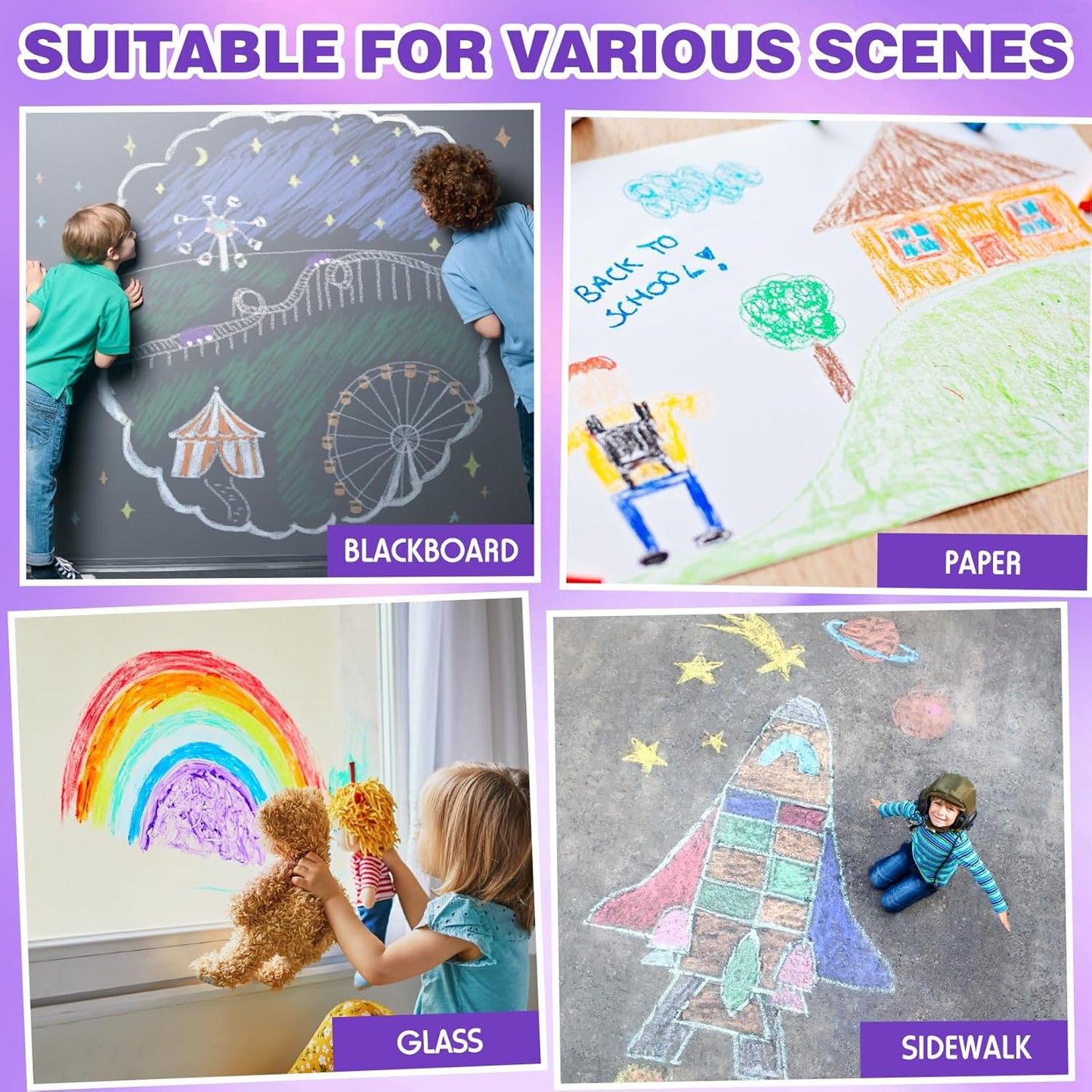 Sidewalk Chalk for Kids - 24 PCS Colored Non-Toxic Twistable Dustless Chalk with Holder, Dust-free Washable Toddler Chalk for Chalkboard Drawing Writing (Plastic Box-Packed)