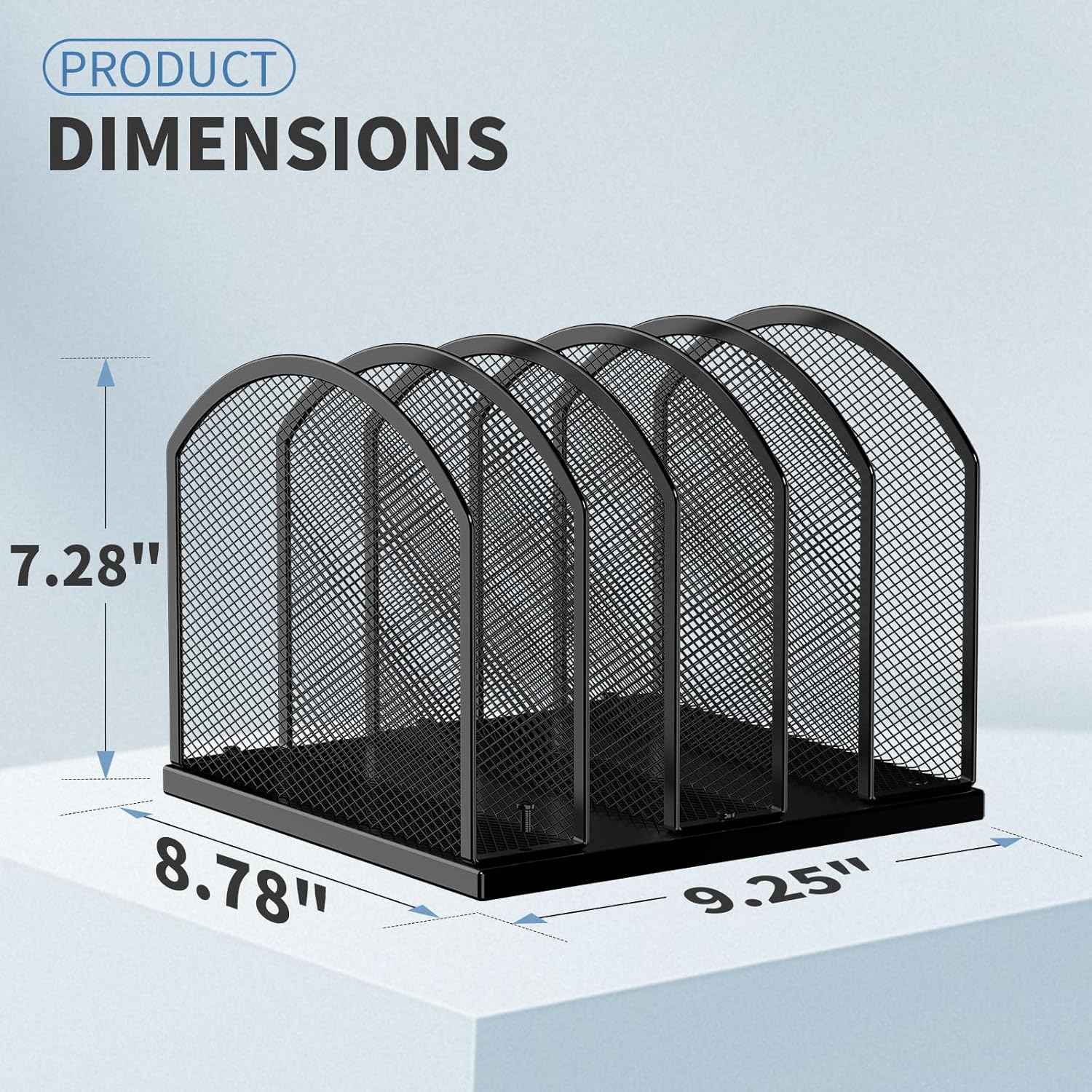 Gawerk 5-Section Vertical Desktop Organizer, 5-Section Mesh File Folder Stand Sorter for Office Home Classroom Organization (1, Black)
