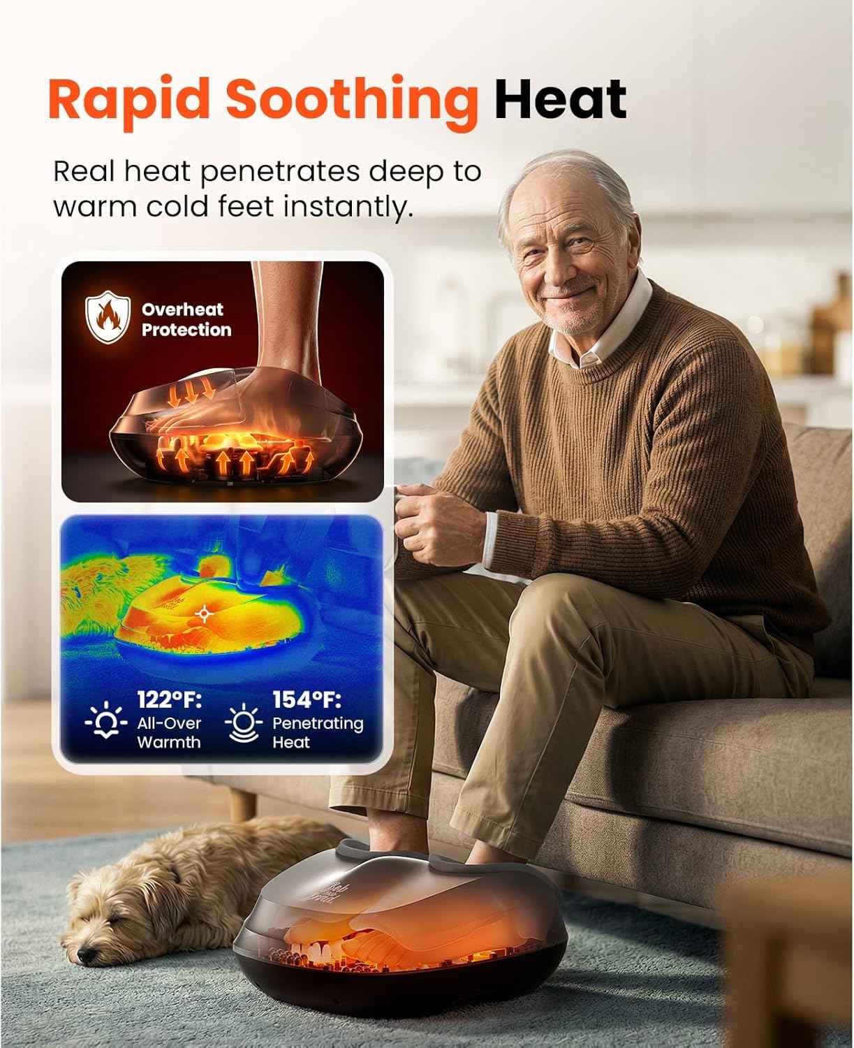 BOB AND BRAD Shiatsu Foot Massager with Heat and Remote, Deep Kneading Electric Feet Massager for Foot Fatigue, Fits US Size 12, Fathers Day Dad Gifts for Men Husband