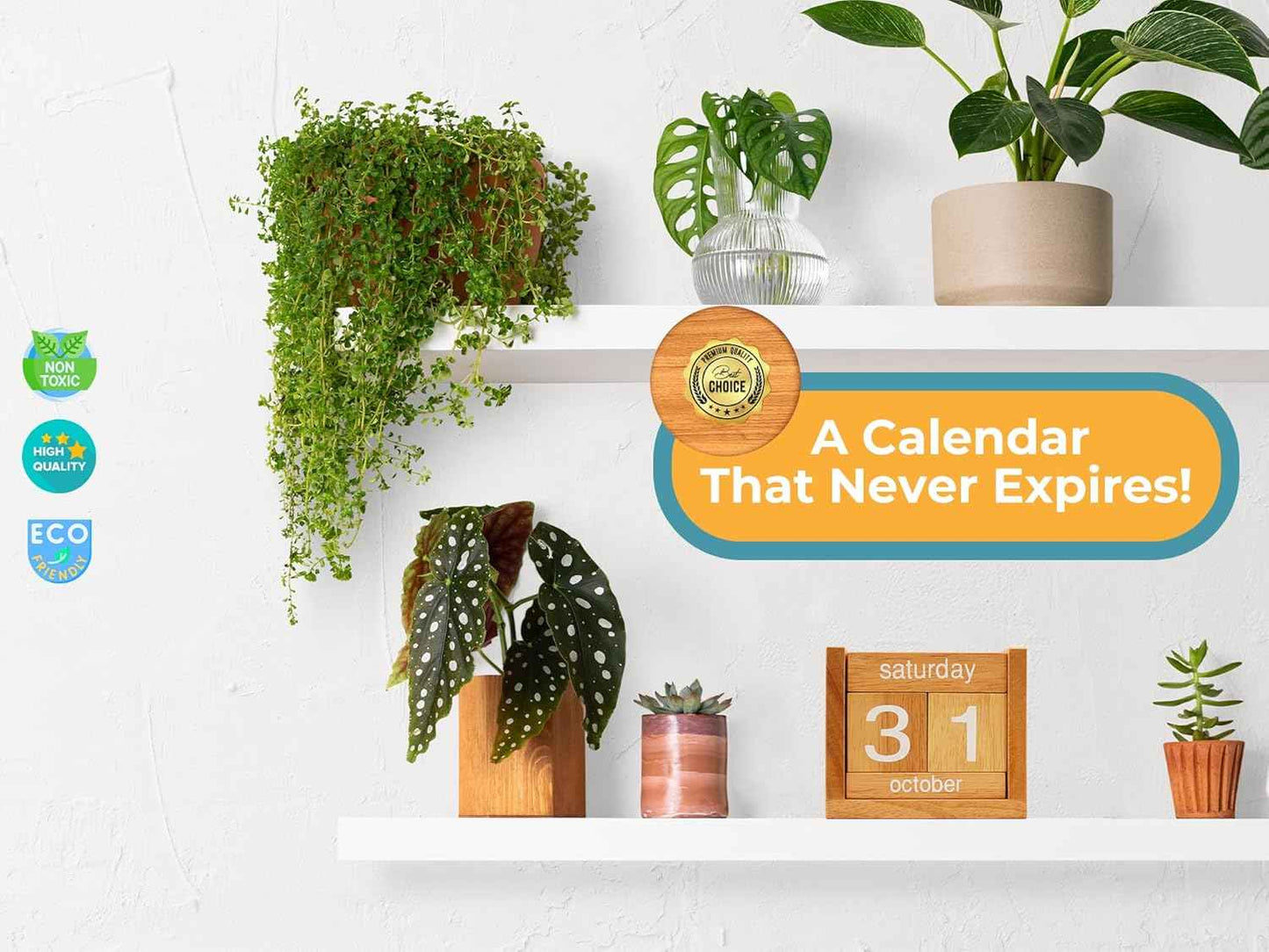 BSIRI Desk Calendar Decor Perpetual Gifts Dad Gifts Mom Office Block Kitchen Home Gifts Monthly Small Planner Family Birthday Calendar Tags Million Years Wood