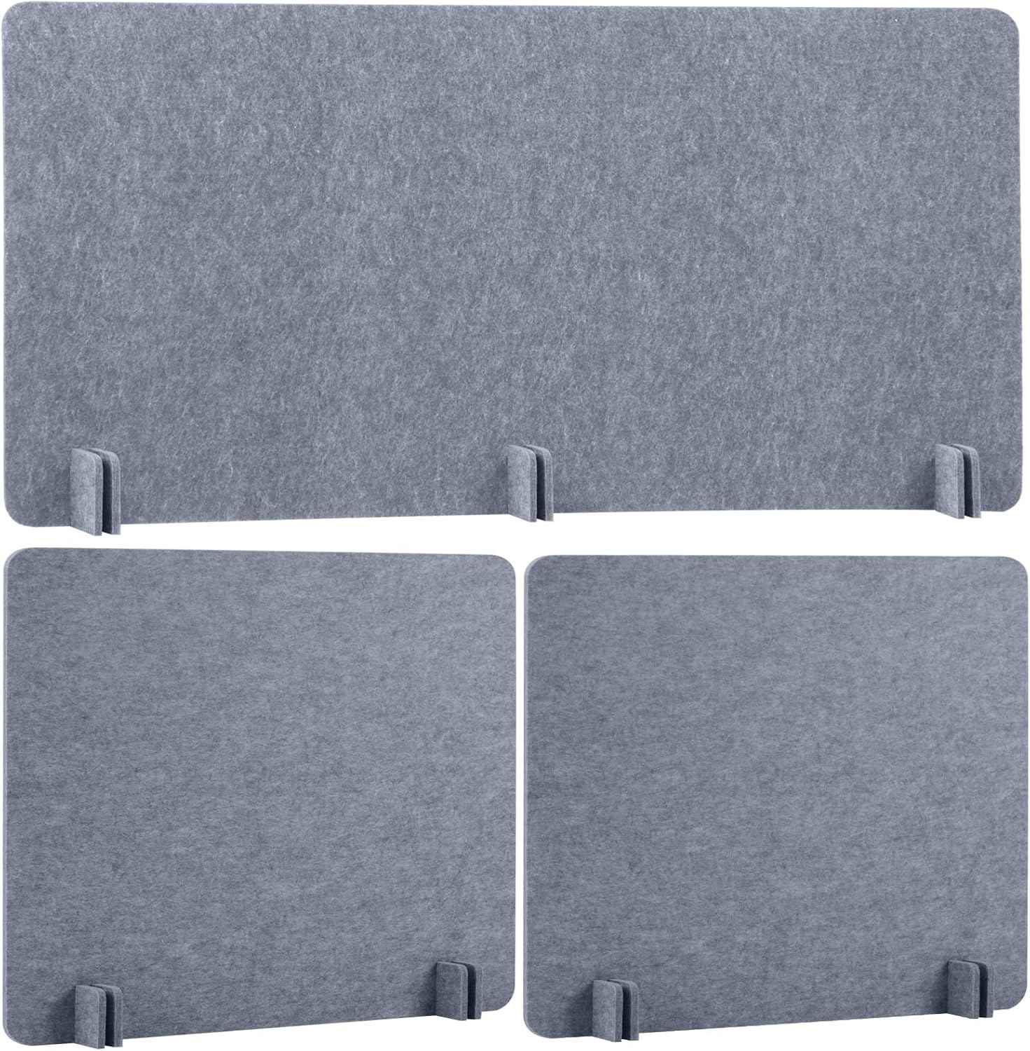 Buryeah 3 Pcs Desk Divider Desk Partition 23.6 x 47.2, 23.6 x 23.6 Stand up Freestanding Cubicle Privacy Panel Reducing Noise Visual Distraction Divider for Office Home School(Gray)