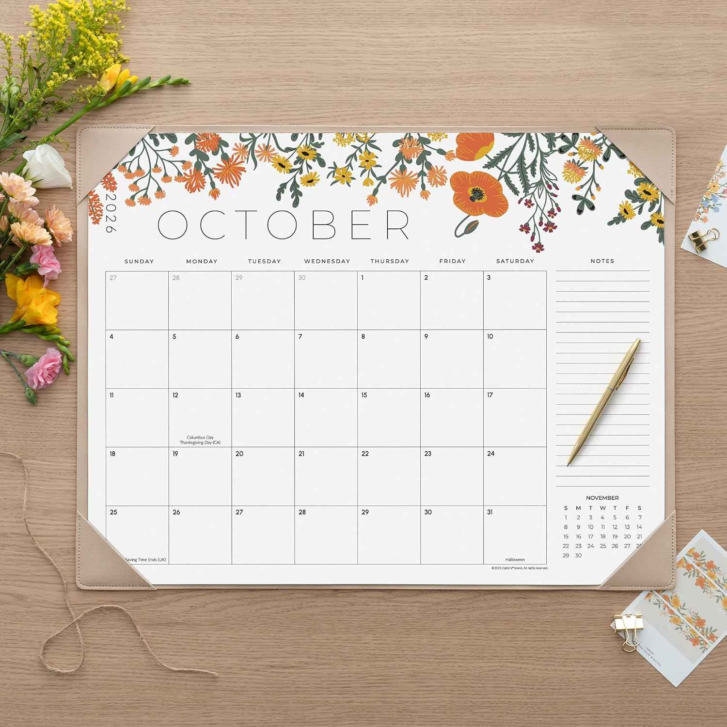 Desk Calendar 2026 with Desktop Mat, Cabbrix Large Desk Pad Calendar 21 x 17 Inch Cover 18 Months Runs From January 2026 to June 2027, Floral Design Calendar 2026 for Home School and Office (Apricot, 21 x 17")