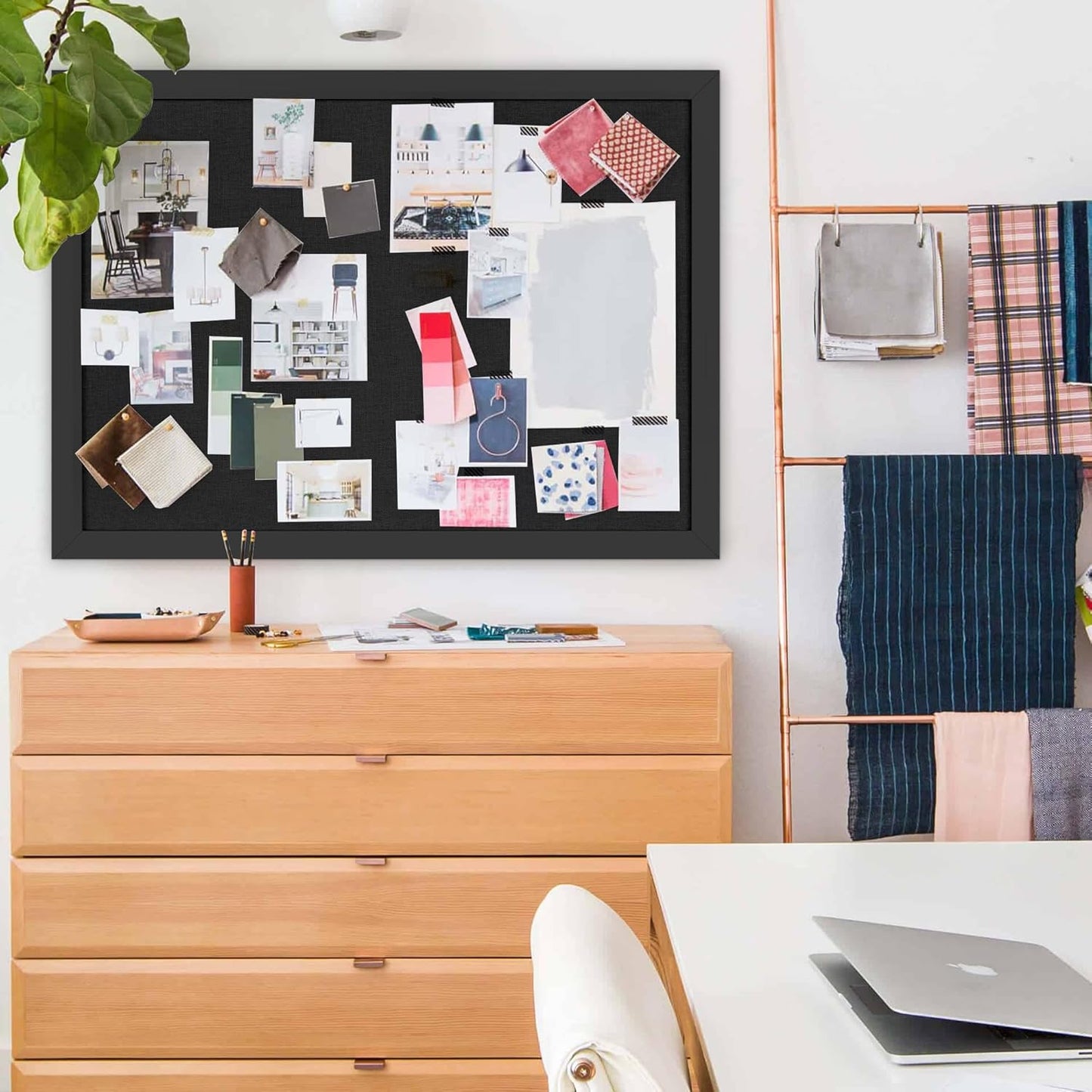 Black Cork Board Bulletin Board 18" x 24", 2-Pack Large Linen Corkboards with Frame for Walls, Cute Picture Display Pin Board Vision Board for Room School Office Bedroom 40 Pushpins - Lumora Desk