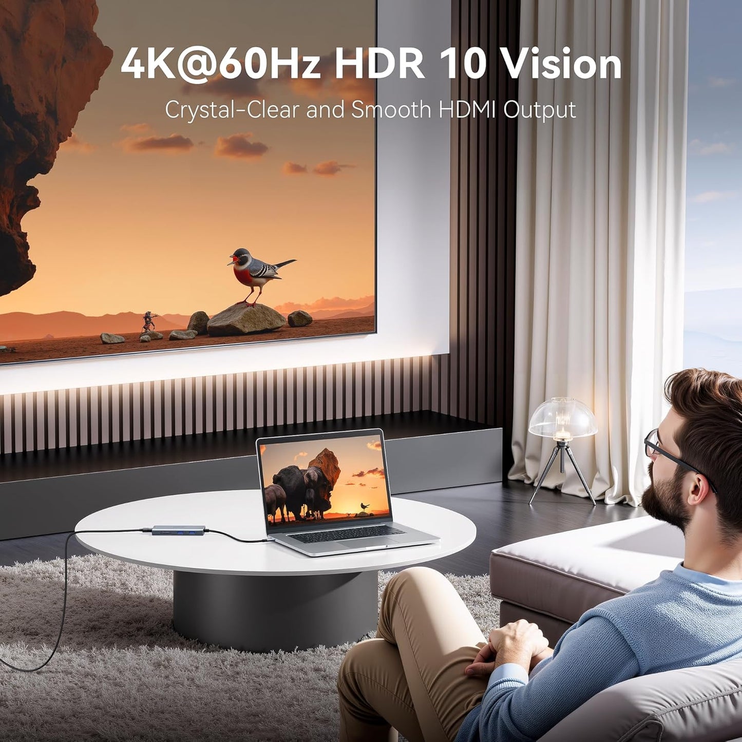 USB C Hub Multiport Adapter for MacBook Pro/Air, 9 in 1 USB C Dongle Dock Mac HDMI Adapter Compatible for iPad Pro, iMac, Dell XPS, Thinkpad(4K@60Hz HDMI, SD/TF Card Reader, 100W PD, 5 USB Ports)