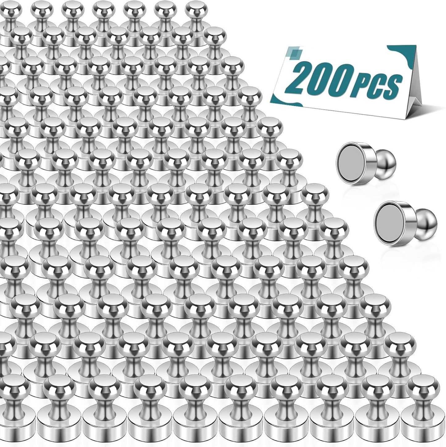 200 Pcs Neodymium Fridge Magnets, Strong Magnets for Whiteboard, Push Pin Magnets, Refrigerator Magnets Small Strong Neodymium Magnet for Office, Kitchen, Adults, Home
