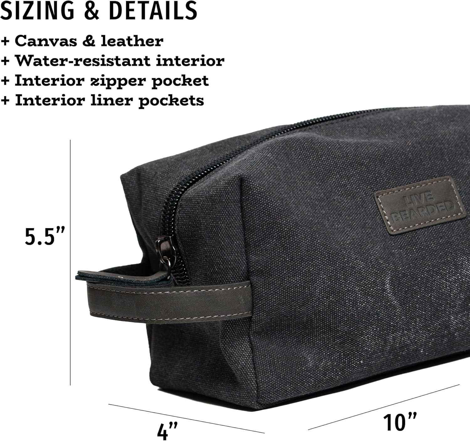Live Bearded Dopp Kit – Durable Travel Toiletry Bag for Men, Shaving, Hygiene, Beard Care, Travel Essentials and Everyday Carry Mens Toiletries Bag