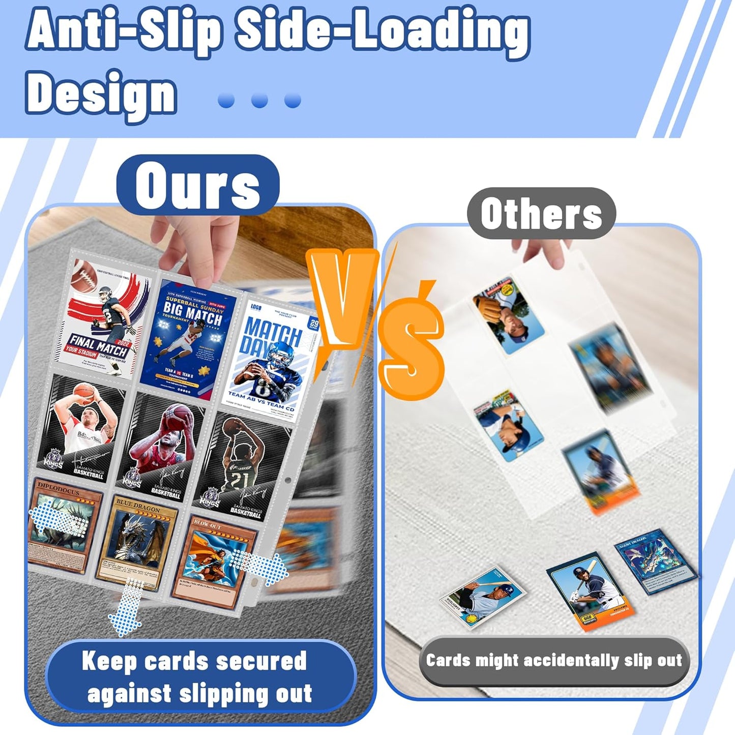 900 Pockets Baseball Sleeves - Double Side 9-Pocket Trading Card Binder Sleeves Page Protectors Sheet Fits 3 Ring Binder for Game, Sports, Coupons, Business Cards