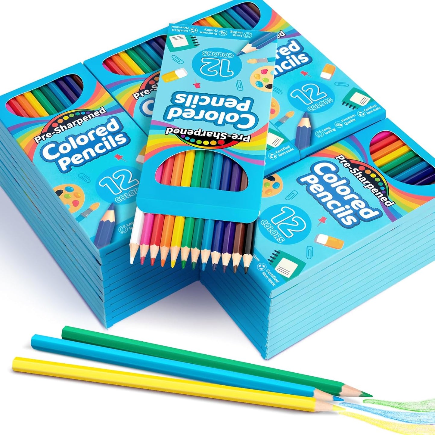 432 Count Colored Pencils Bulk, 36 Pack Colored Pencils for Kids, Pre-sharpened Coloring Pencils in 12 Vibrant Colors, Bulk School Supplies for Teachers, Classroom Prizes, Drawing Art Supplies