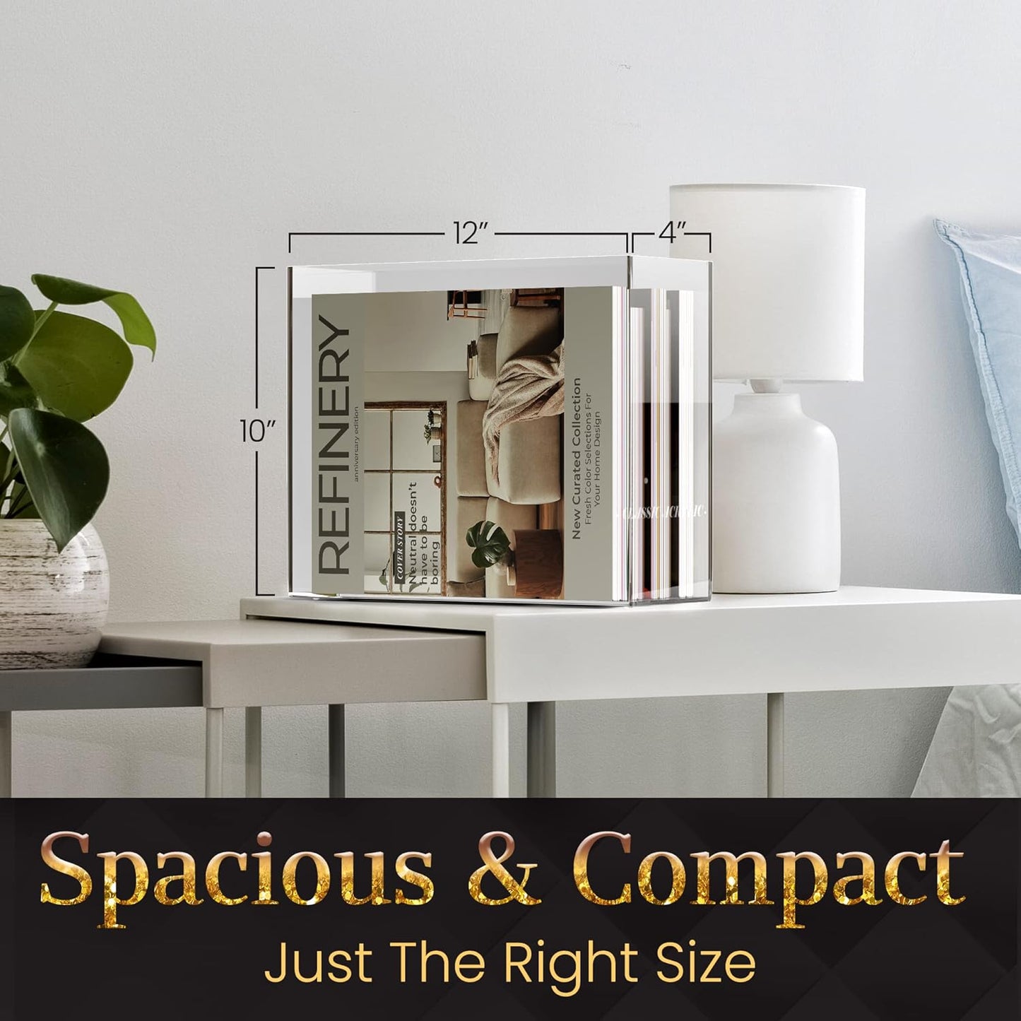 File Organizer for Desk - This Acrylic Storage Box is great for Office Organization - Its Modern Acrylic Magazine Holder makes a Great Gift for Home/Work Space